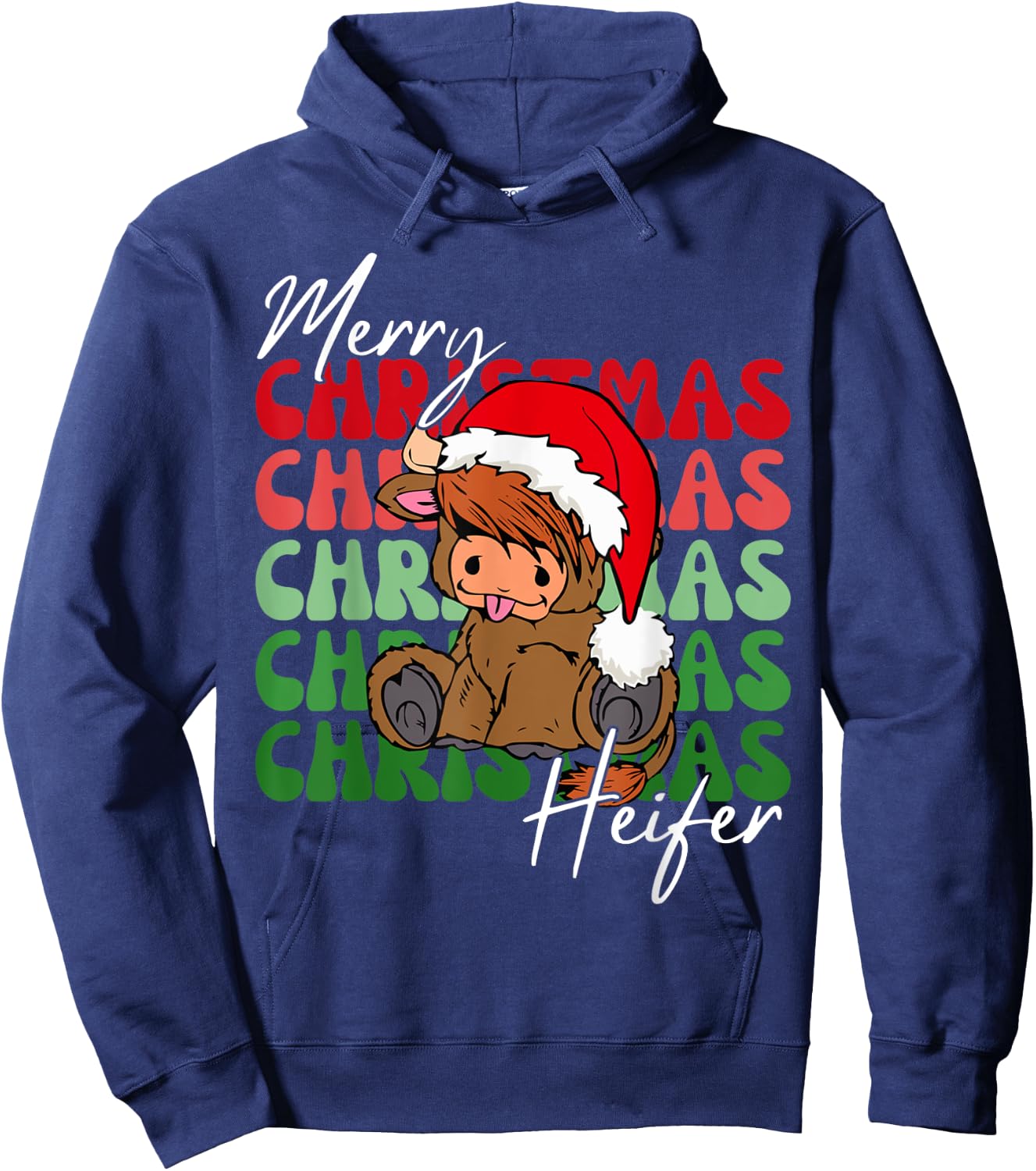Merry Christmas Heifers Christmas Cow Xmas Farm Animals Hoodie - Hoodie | Navy