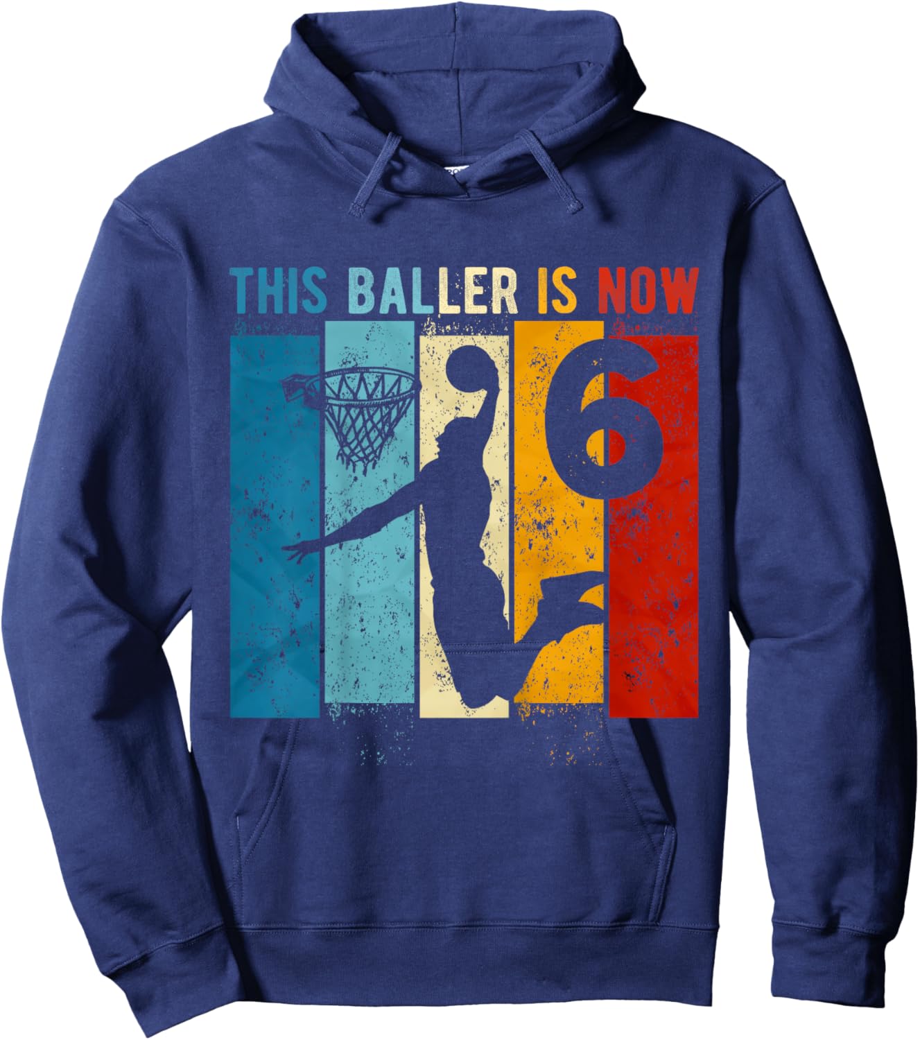 Kids 6 Year Old Basketball 6th Birthday Boy Hoodie - Hoodie | Navy