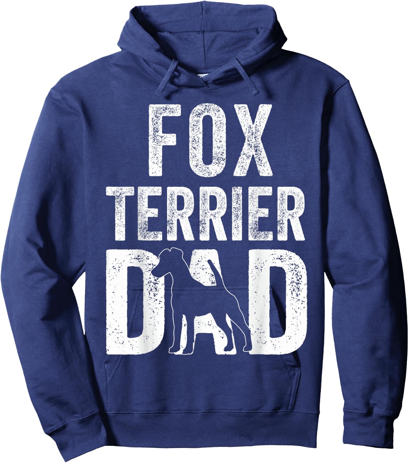 Retro Smooth Fox Terrier Dad Papa Fathers Day Dog Silhouette Women Kids Hoodie - Hoodie | Navy