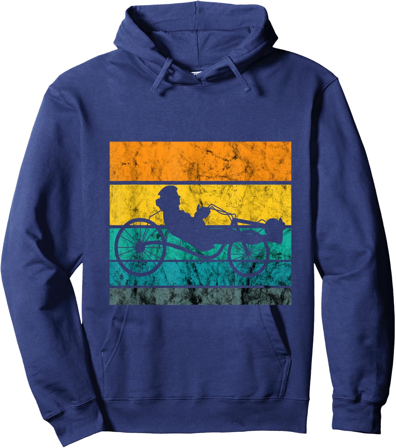 Recumbent Trike Cyclist Vintage Retro Triker Recumbent Bike Hoodie - Hoodie | Navy
