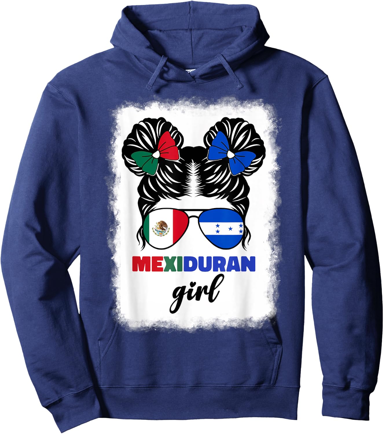 Half Mexican And Honduran Mexico Honduras Flag Girl Kids Hoodie - Hoodie | Navy
