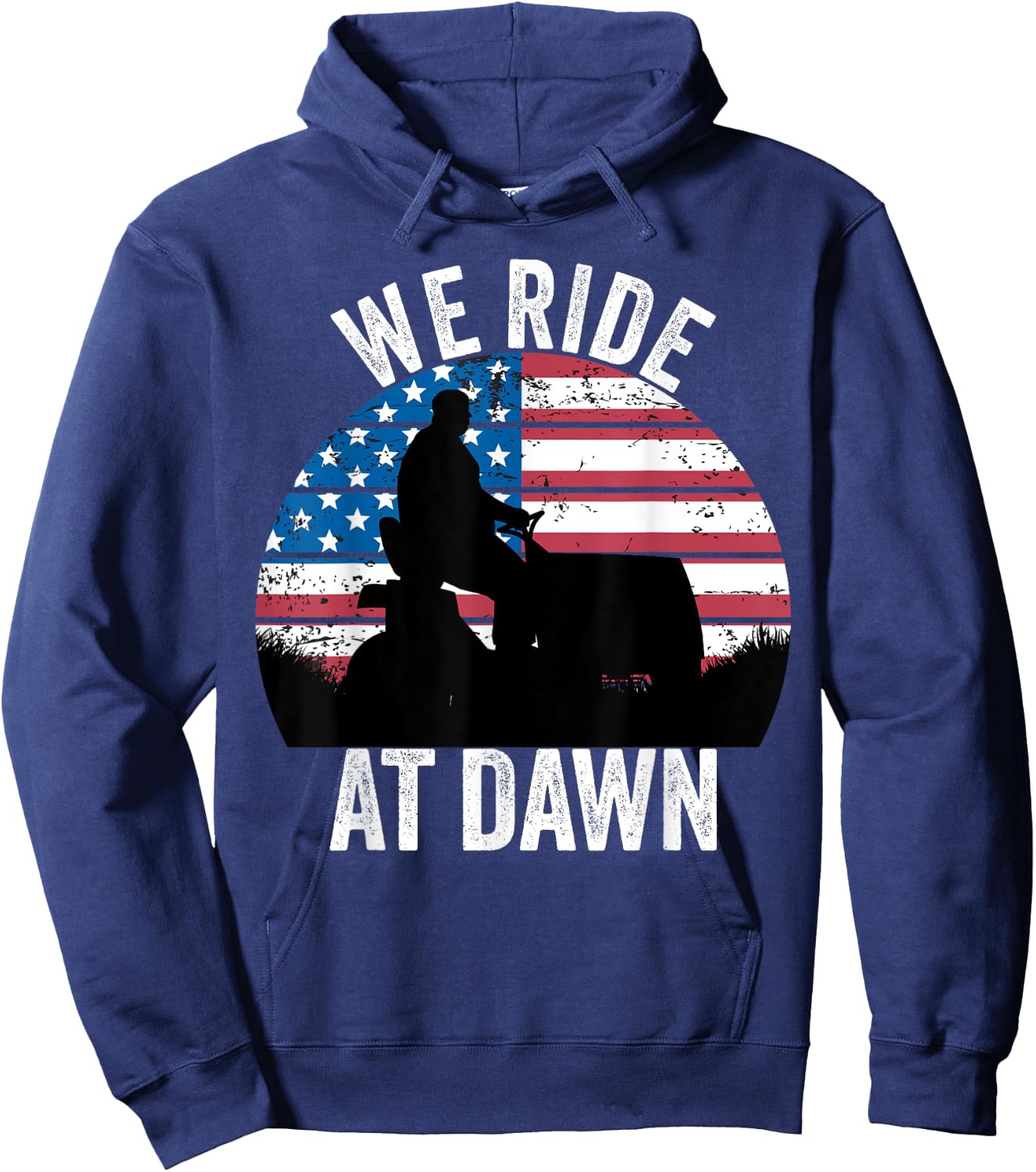We Ride At Dawn Lawnmower Lawn Mowing Funny Dad Vintage Men Hoodie - Hoodie | Navy