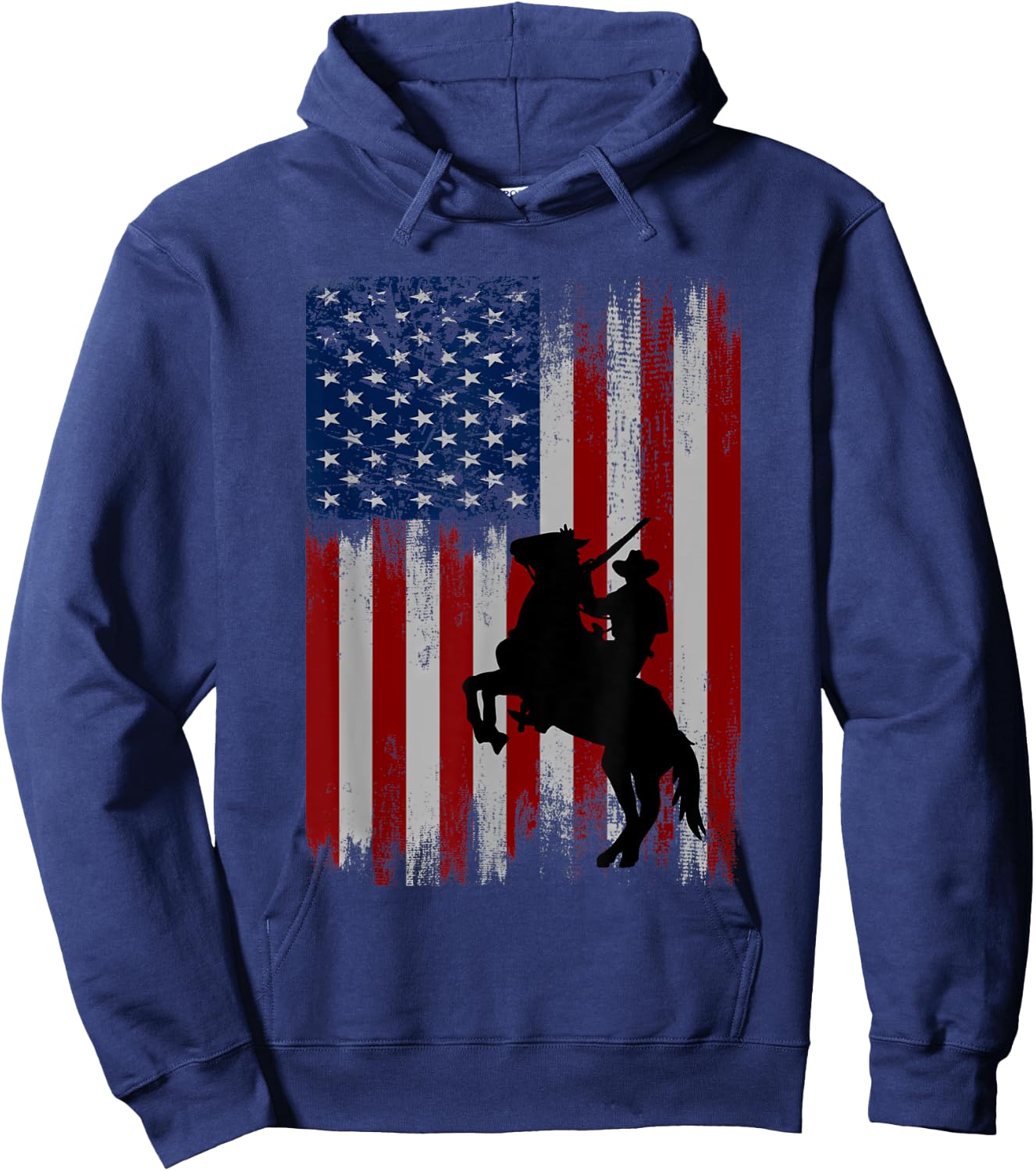 vintage usa american flag cowboy Rodeo Roping Horse Riding Hoodie - Hoodie | Navy