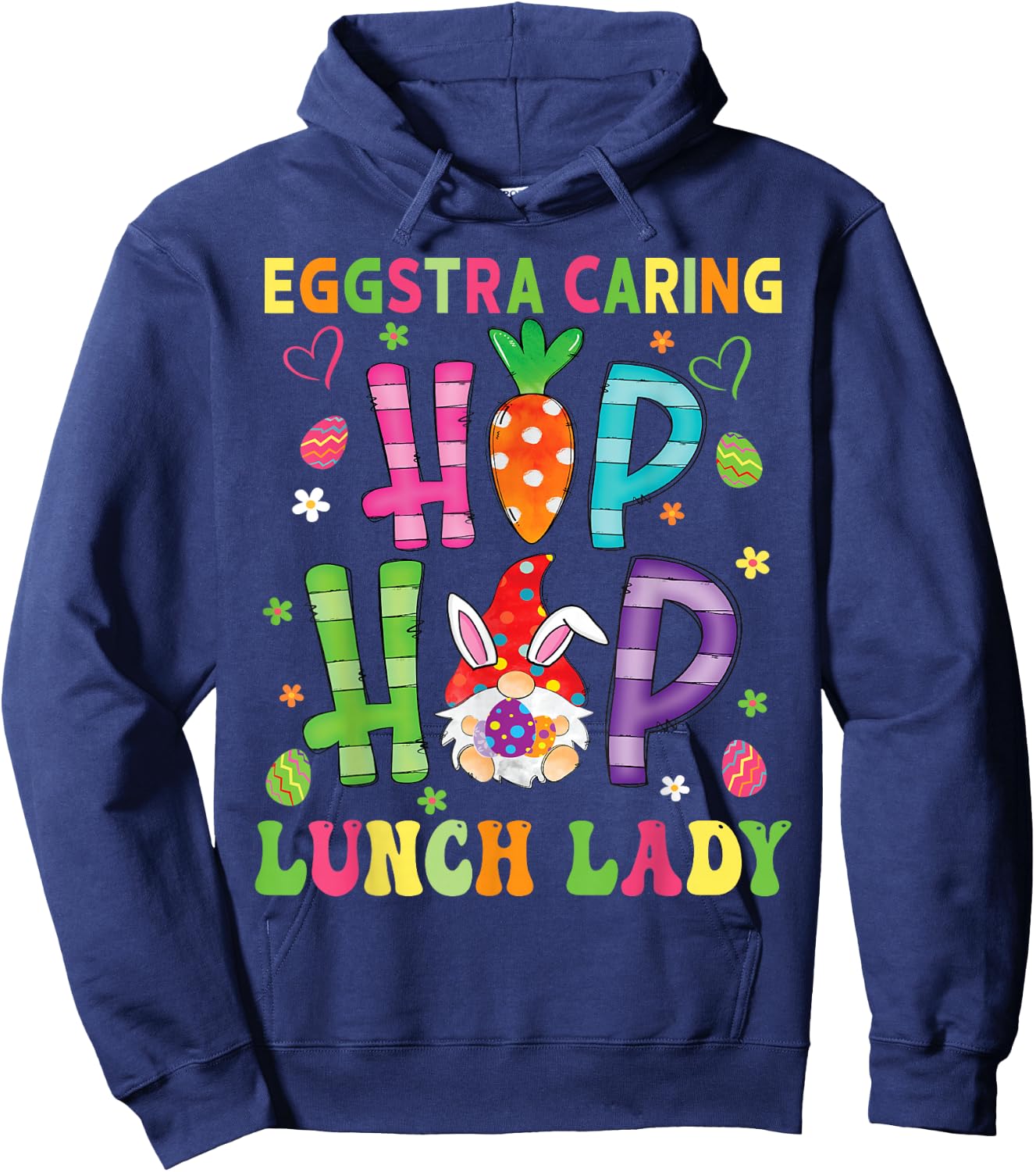 Lunch lady Easter Eggstra Caring School Cafeteria Worker Hoodie - Hoodie | Navy