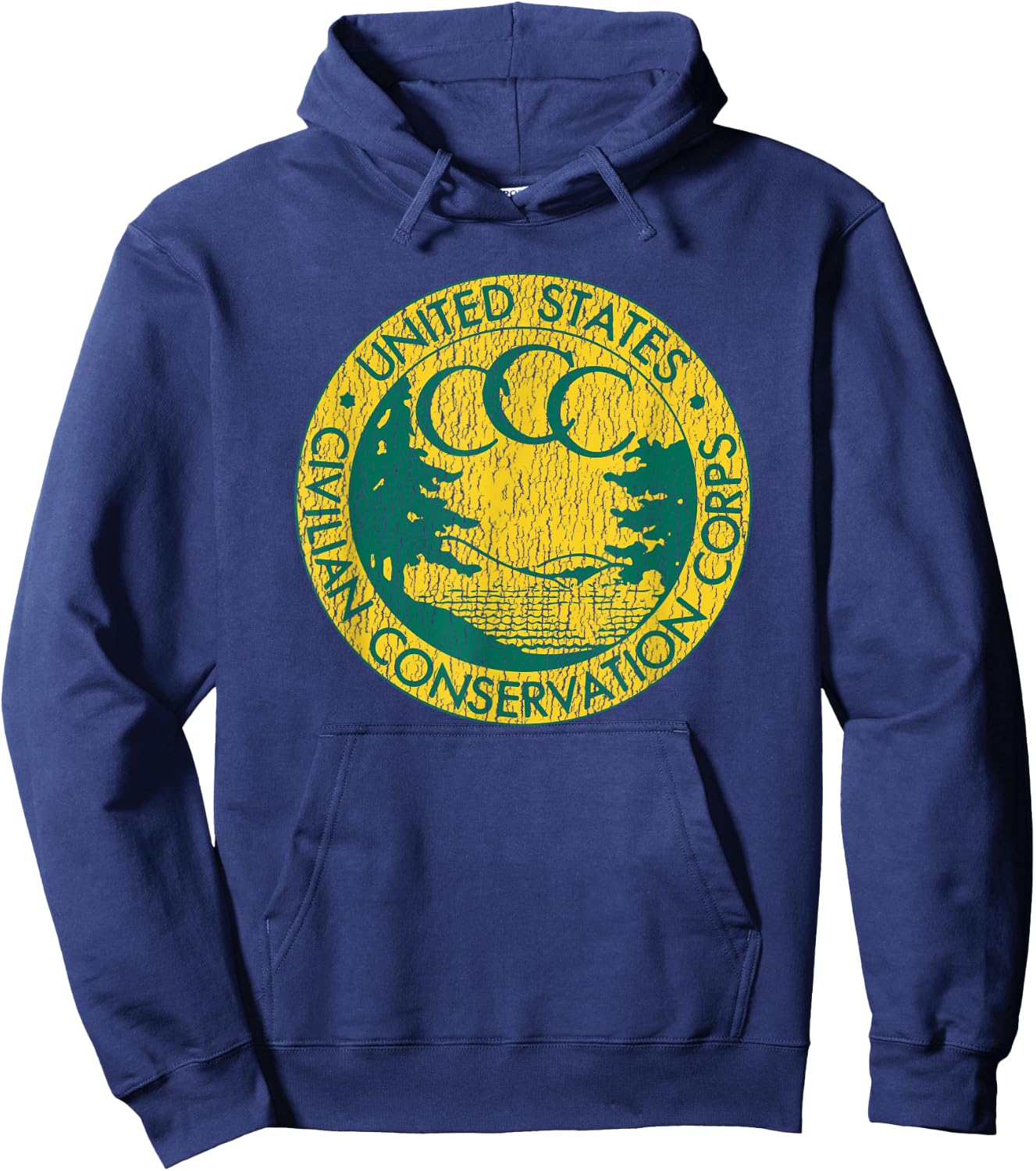 Civilian Conservation Corps CCC Logo Retro Distressed 1930s Hoodie - Hoodie | Navy