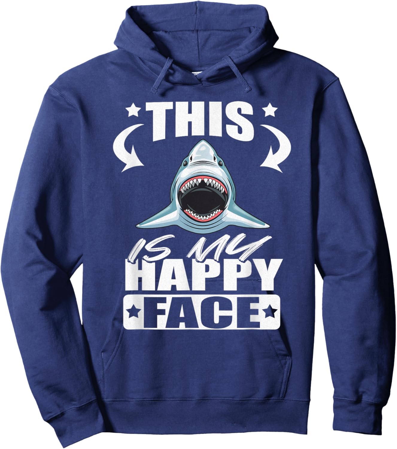 This is My Happy Face Funny Shark Hoodie - Hoodie | Navy