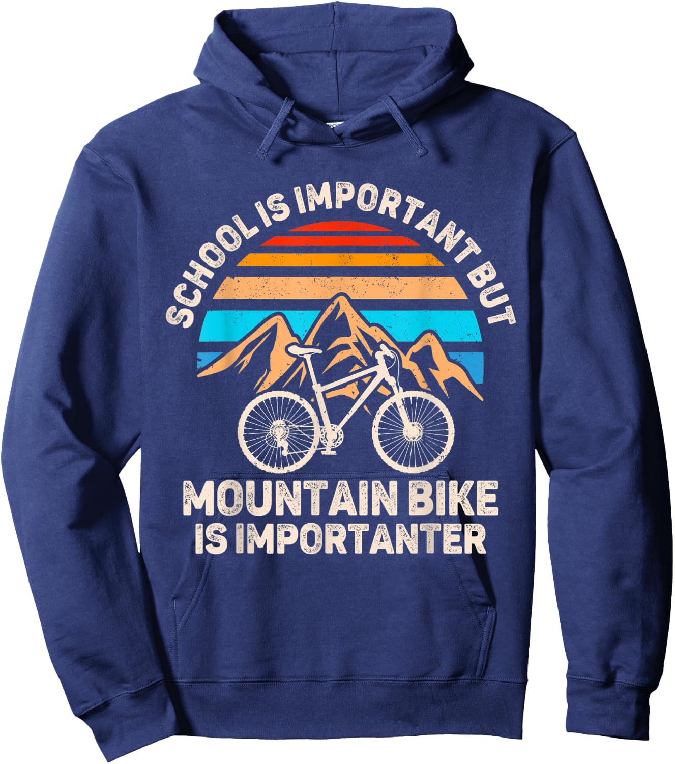 School Is Important But Mountain Bike Is Importanter Biking Hoodie - Hoodie | Navy