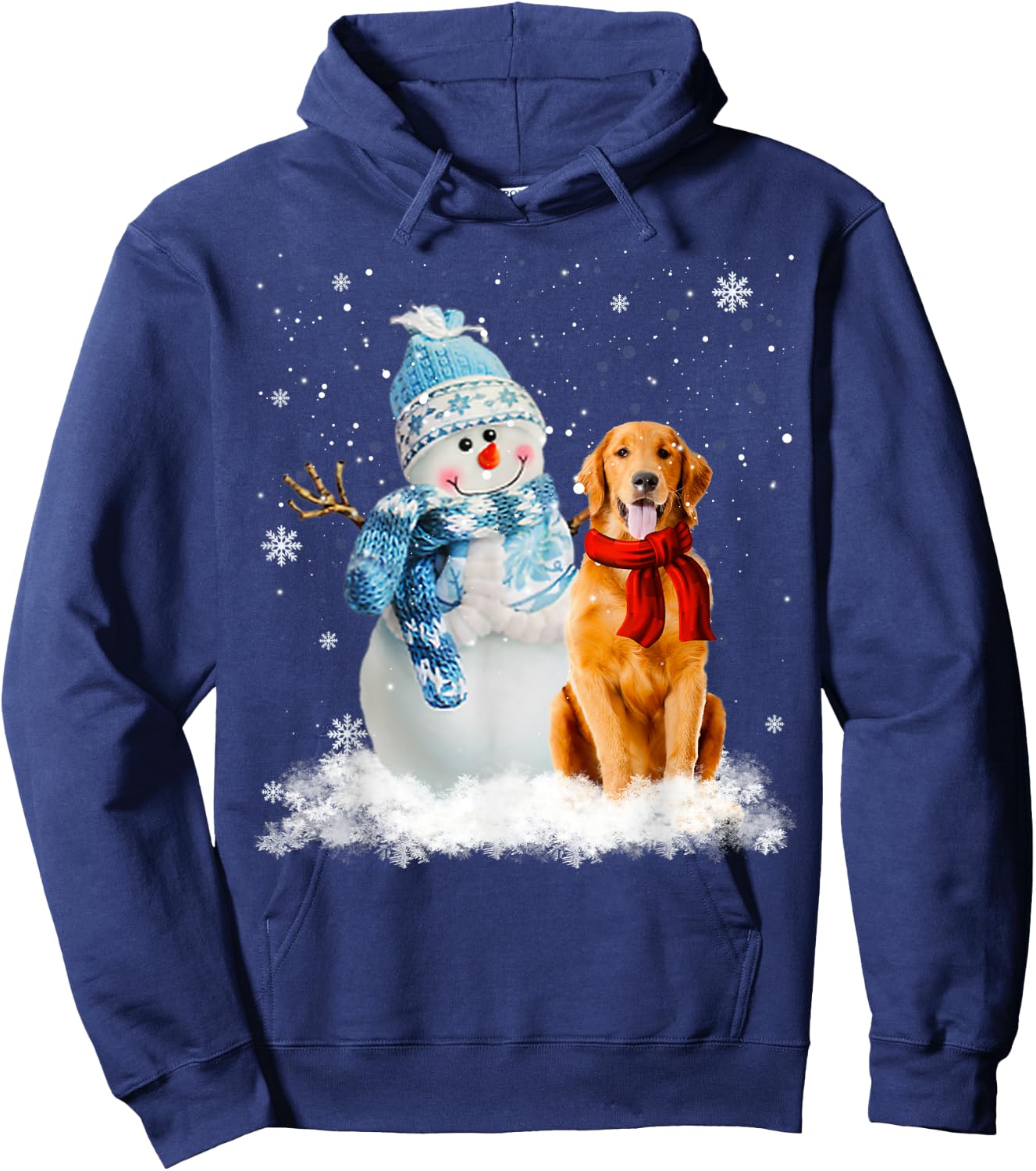Funny Golden Retriever Christmas Snowman Christmas Pajama Hoodie - Hoodie | Navy