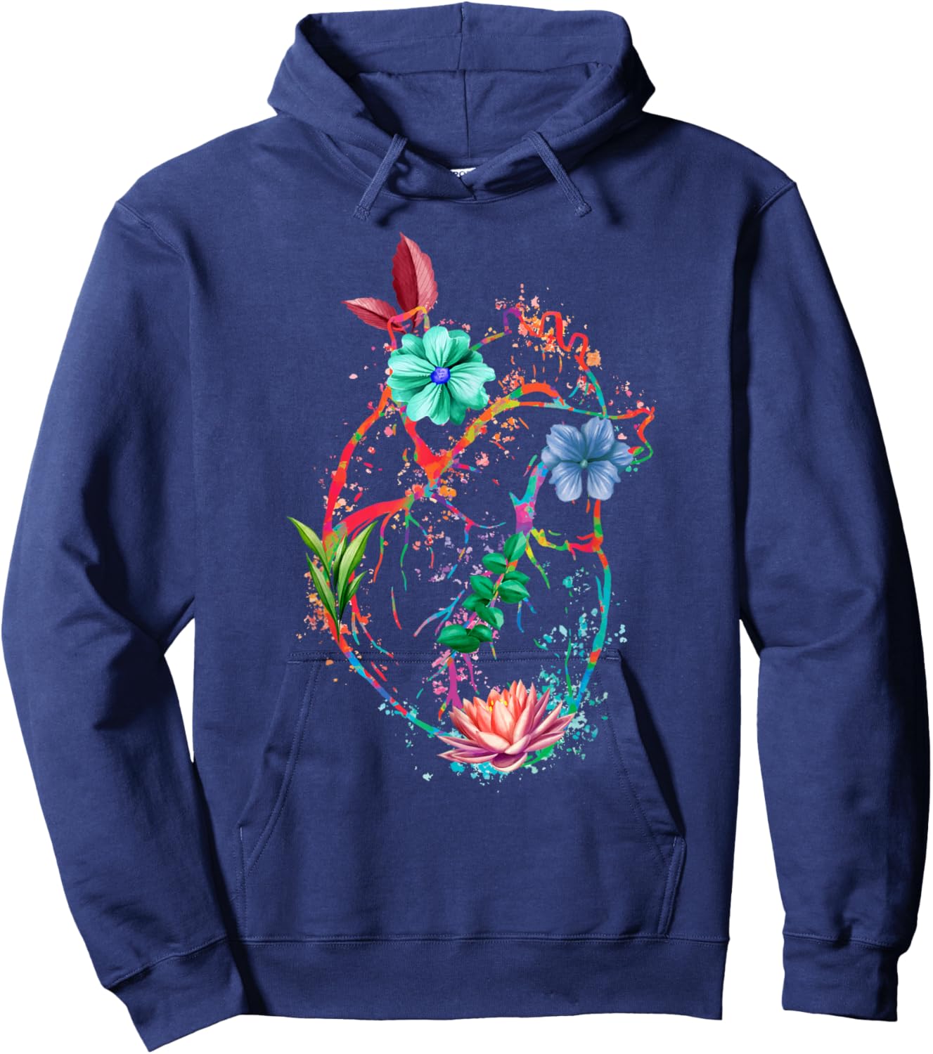 Anatomical Heart And Flowers Funny Men Women Cardiologist Hoodie - Hoodie | Navy