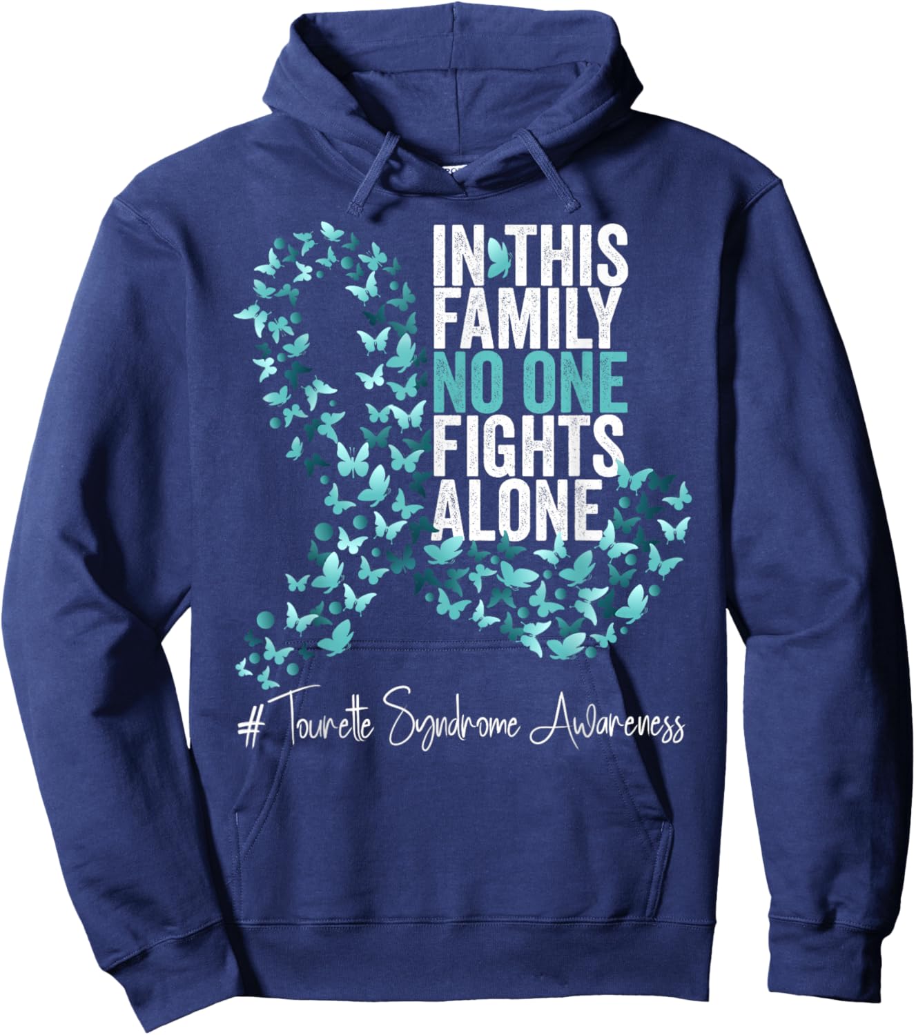 Tourette syndrome Awareness Month Teal Ribbon Hoodie - Hoodie | Navy