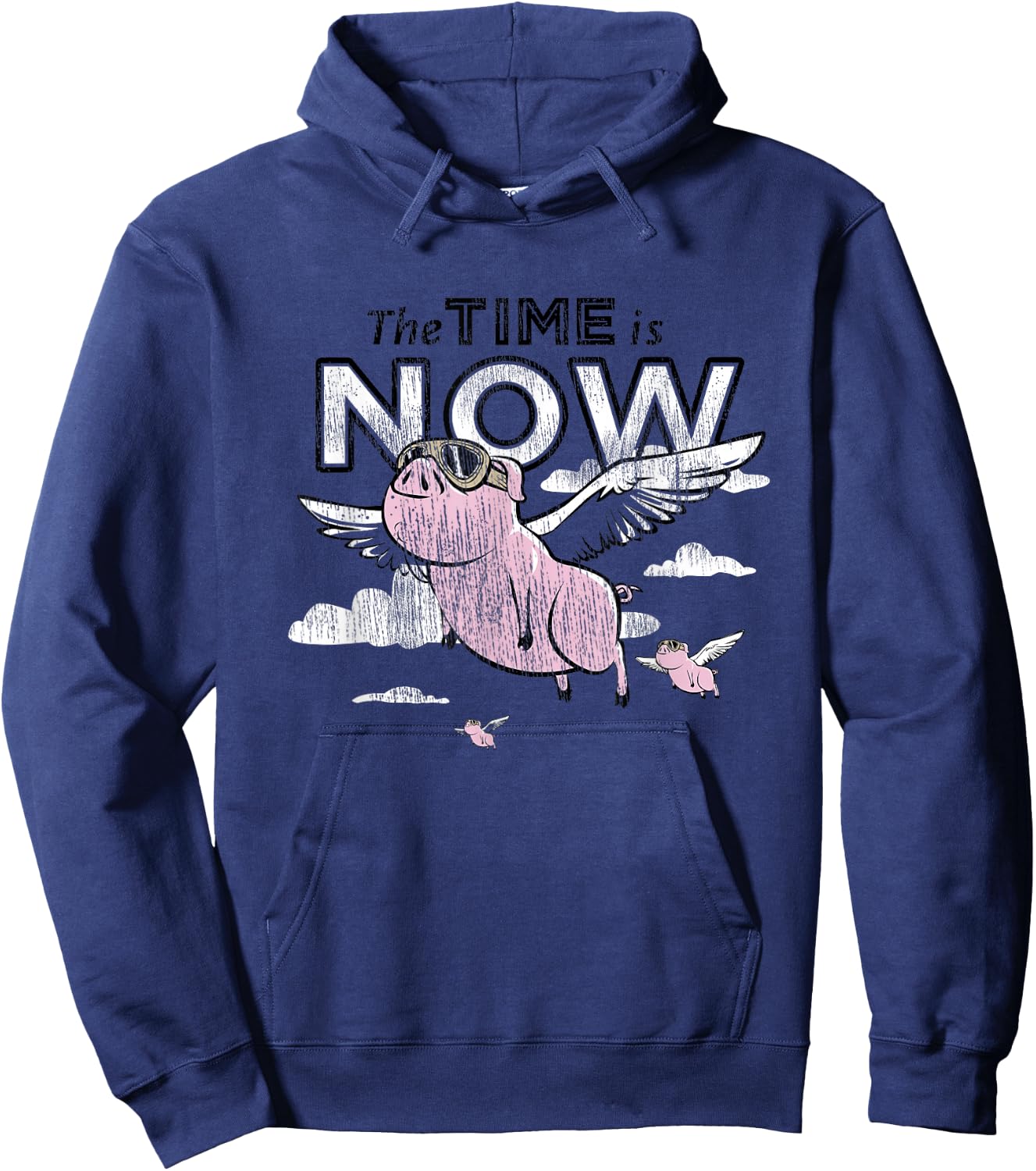 The Time is Now Flying Pig Hoodie - Hoodie | Navy