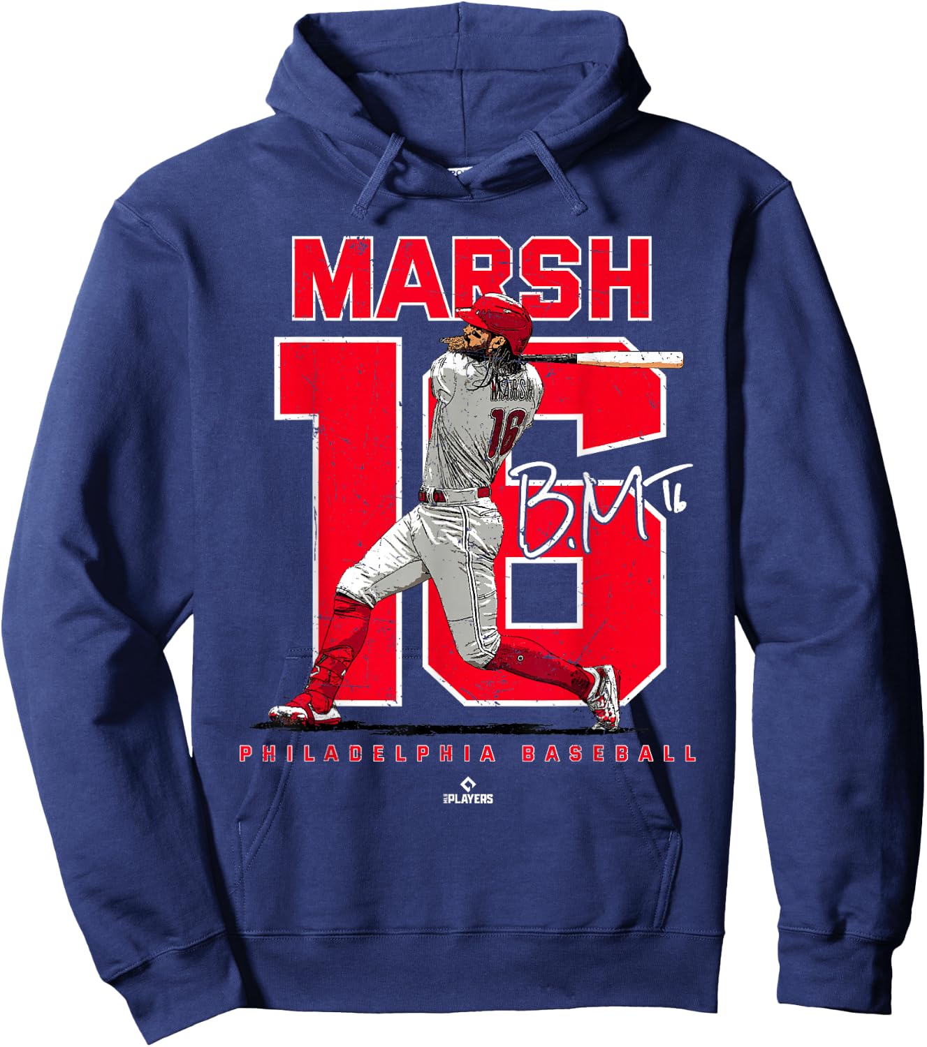Number and Portrait Brandon Marsh Philadelphia MLBPA Hoodie - Hoodie | Navy