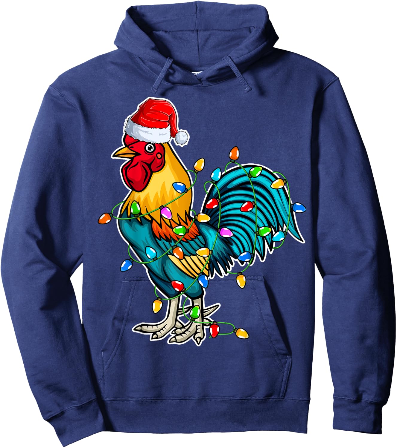 Rooster Santa Hat Christmas - Chicken Rooster Lover Xmas Hoodie - Hoodie | Navy