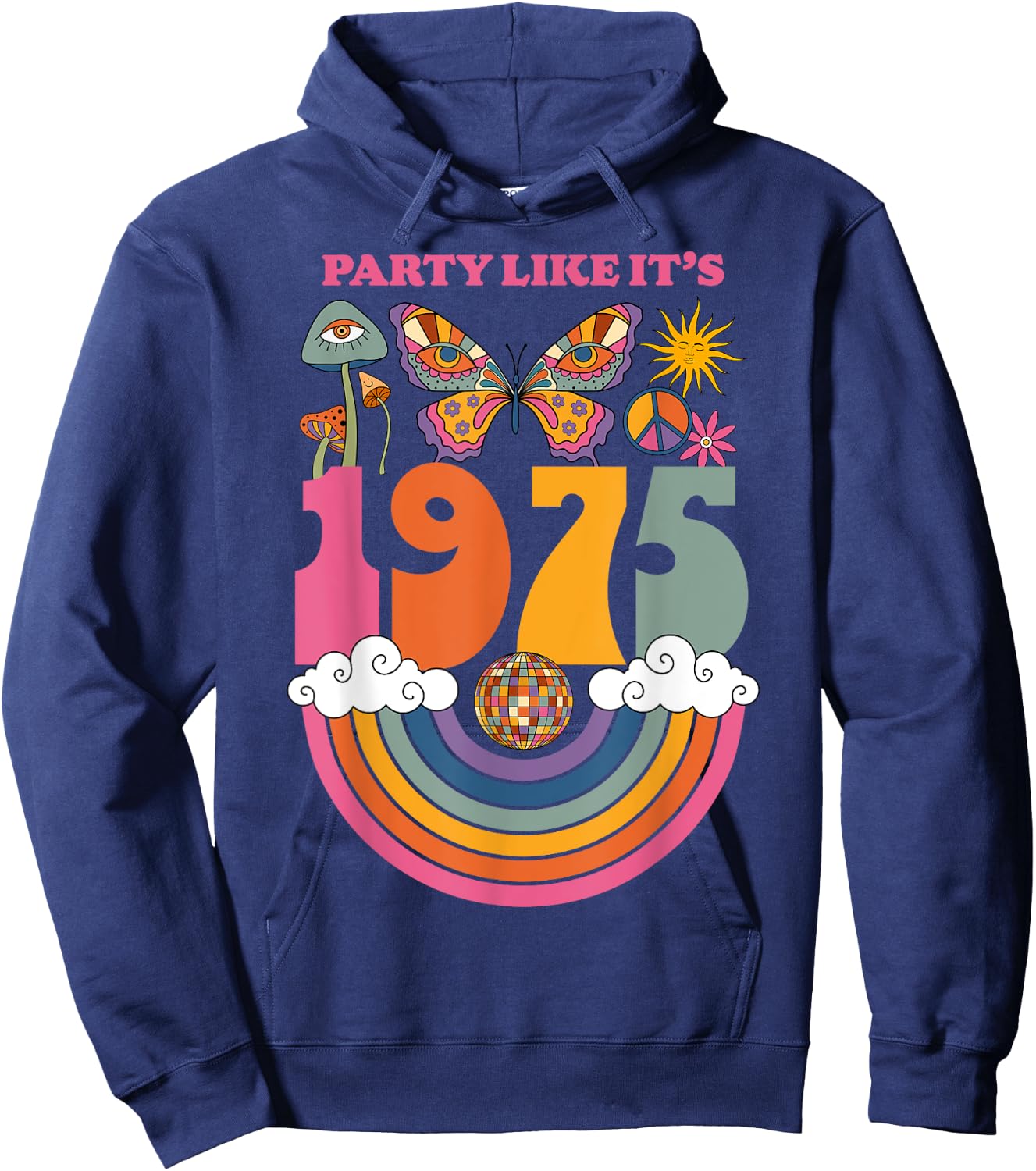 1975 Birthday Party Costume 70s Disco Outfits Men Hoodie - Hoodie | Navy