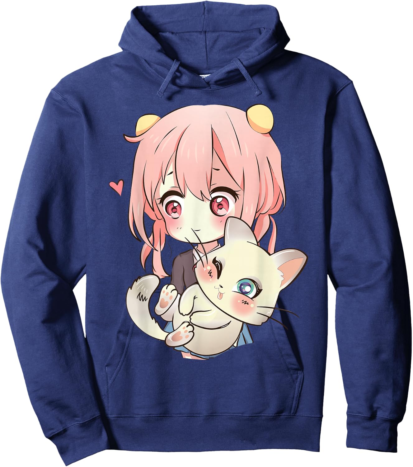 Anime and Cats Lover for Teen Manga Kawaii Graphic Otaku Hoodie - Hoodie | Navy
