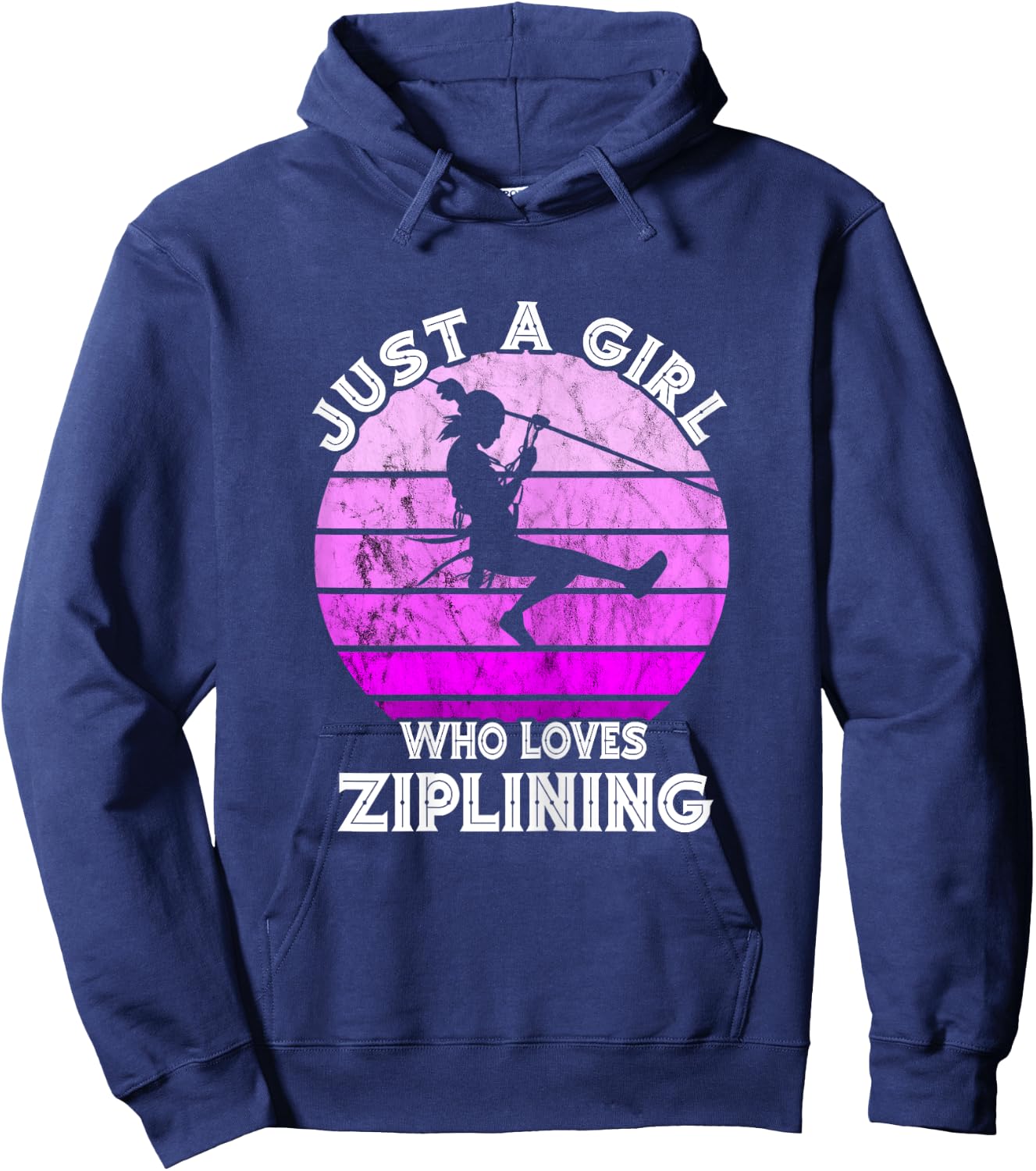 Just A Girl Vintage Zipline Zip Lining Zip Line Aerial Tours Hoodie - Hoodie | Navy