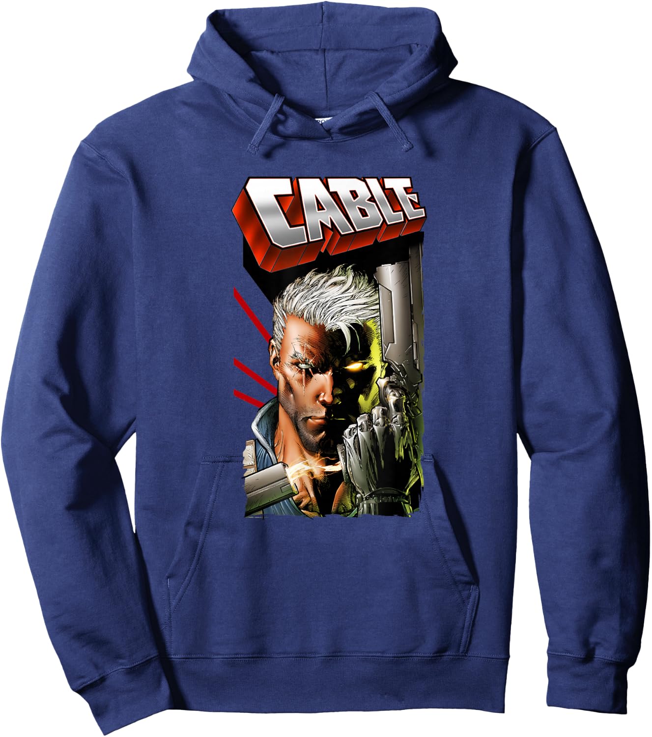 Marvel X-Men Cable Face Action Packed Vintage Poster Hoodie - Hoodie | Navy