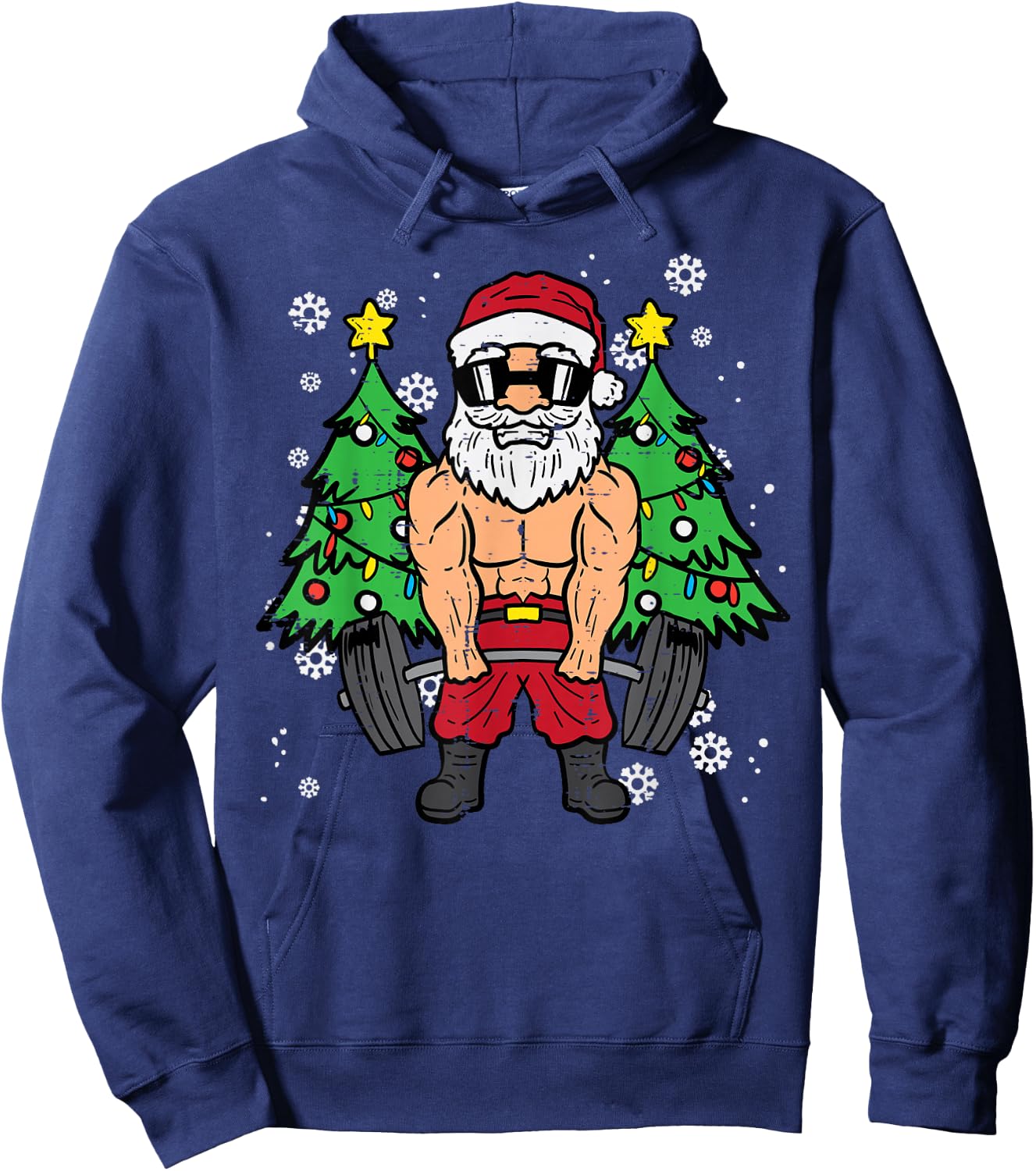 Christmas Santa Deadlift Xmas Weightlift Gym Men Women Hoodie - Hoodie | Navy