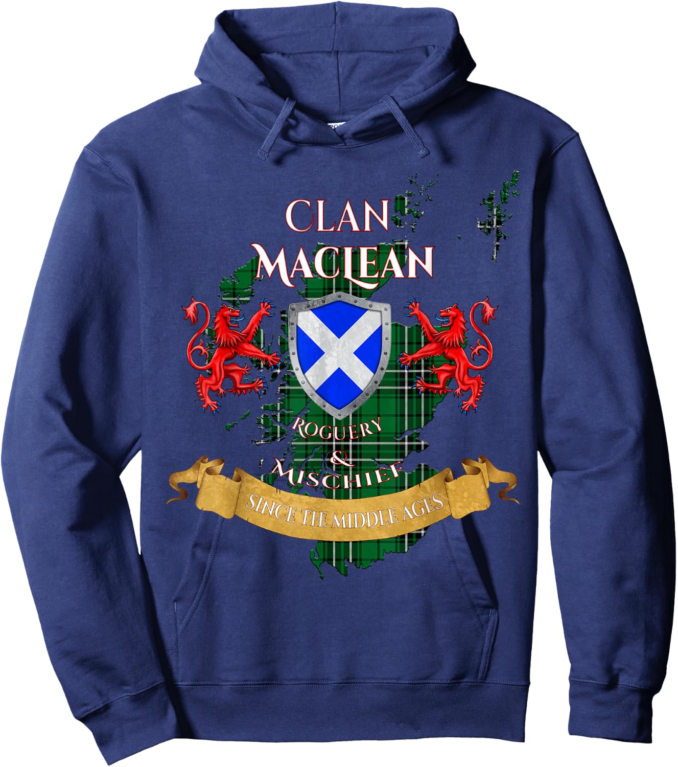 MacLean Hunting Scottish Family Clan Middle Ages Mischief Hoodie - Hoodie | Navy