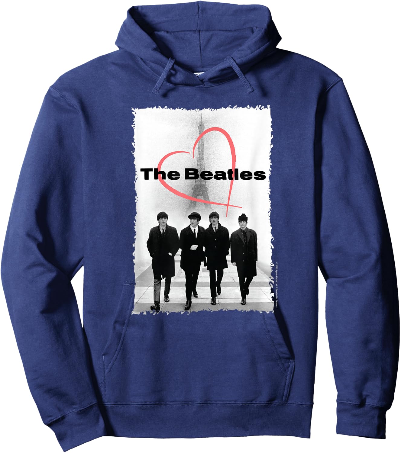 The Beatles Paris France Eiffel Tower Heart with Members Hoodie - Hoodie | Navy