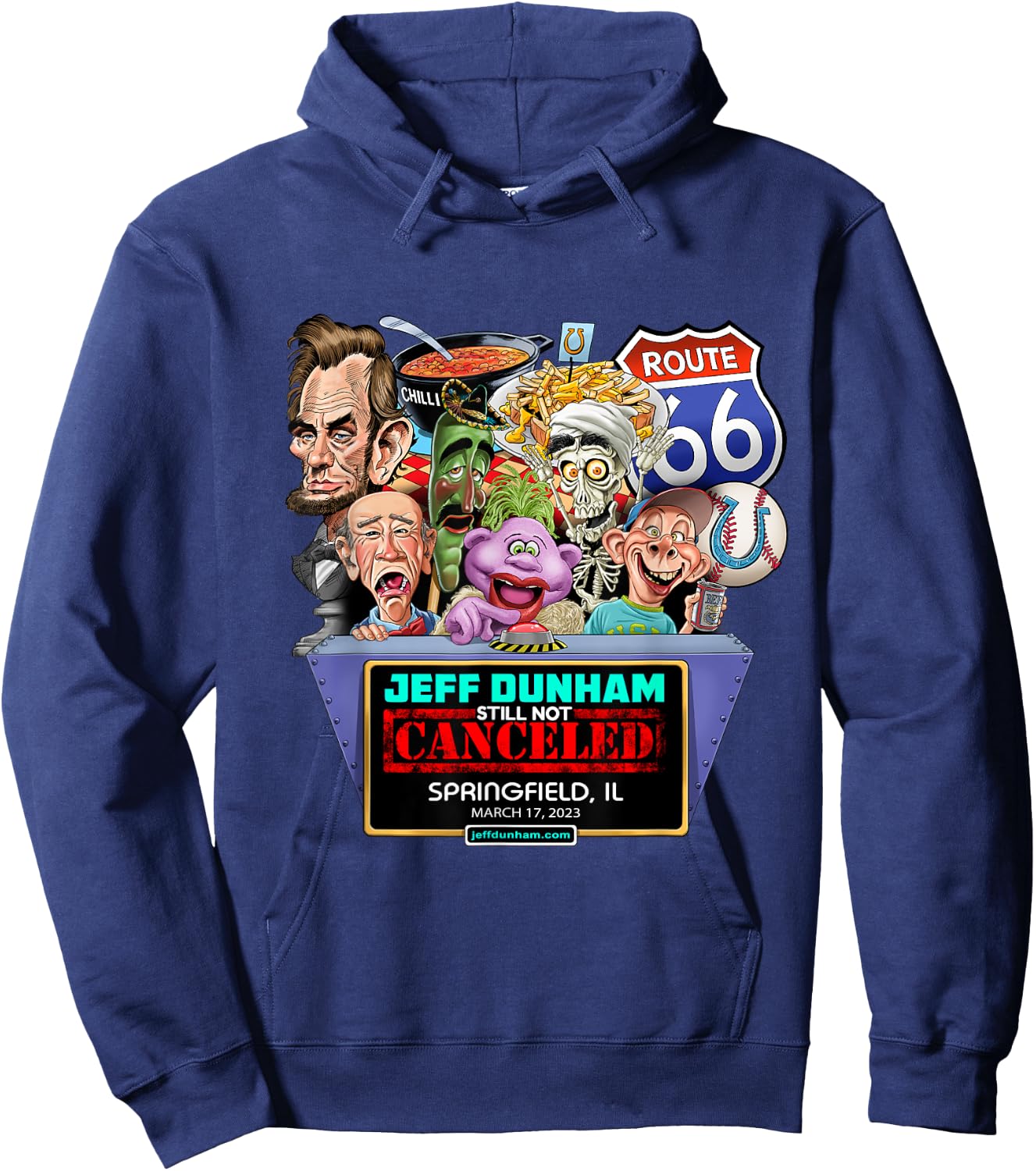 Jeff Dunham Springfield, IL (2023) Hoodie - Hoodie | Navy