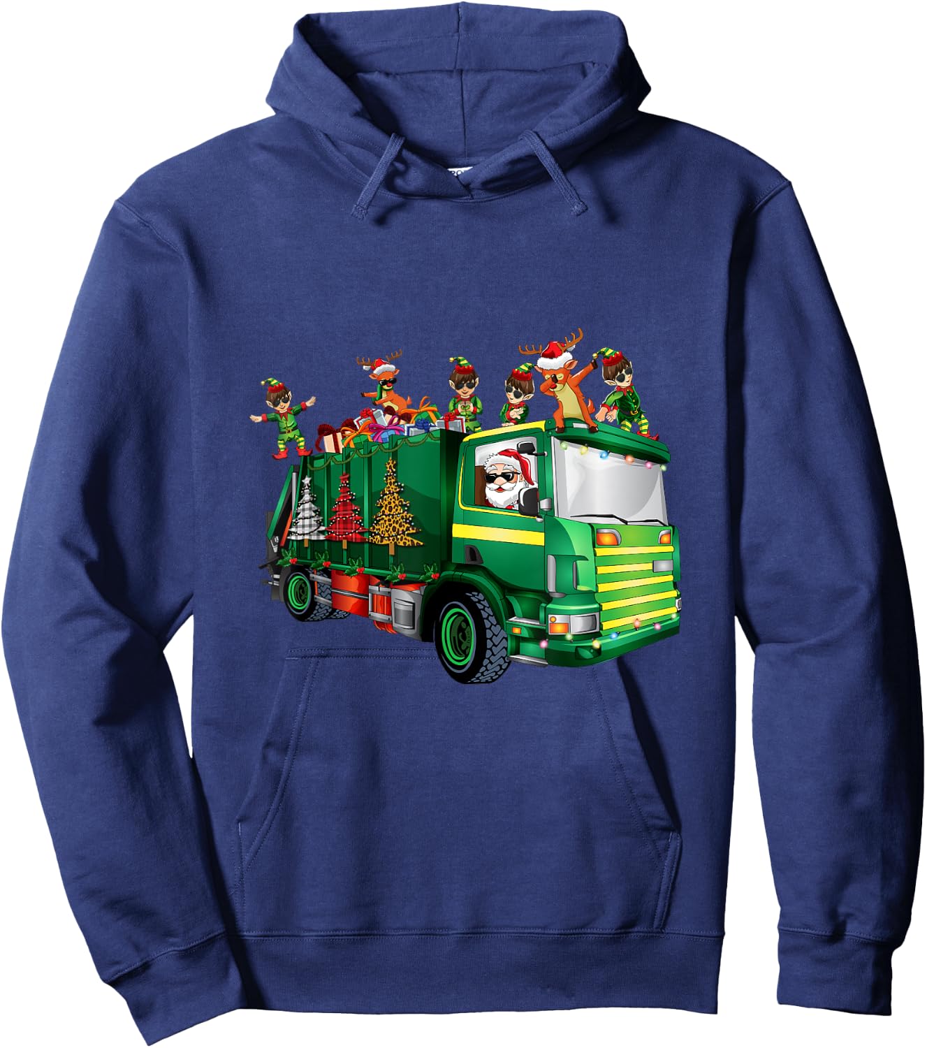 Santa Squad Christmas Rubbish Trash Truck Pajamas Toddlers Hoodie - Hoodie | Navy