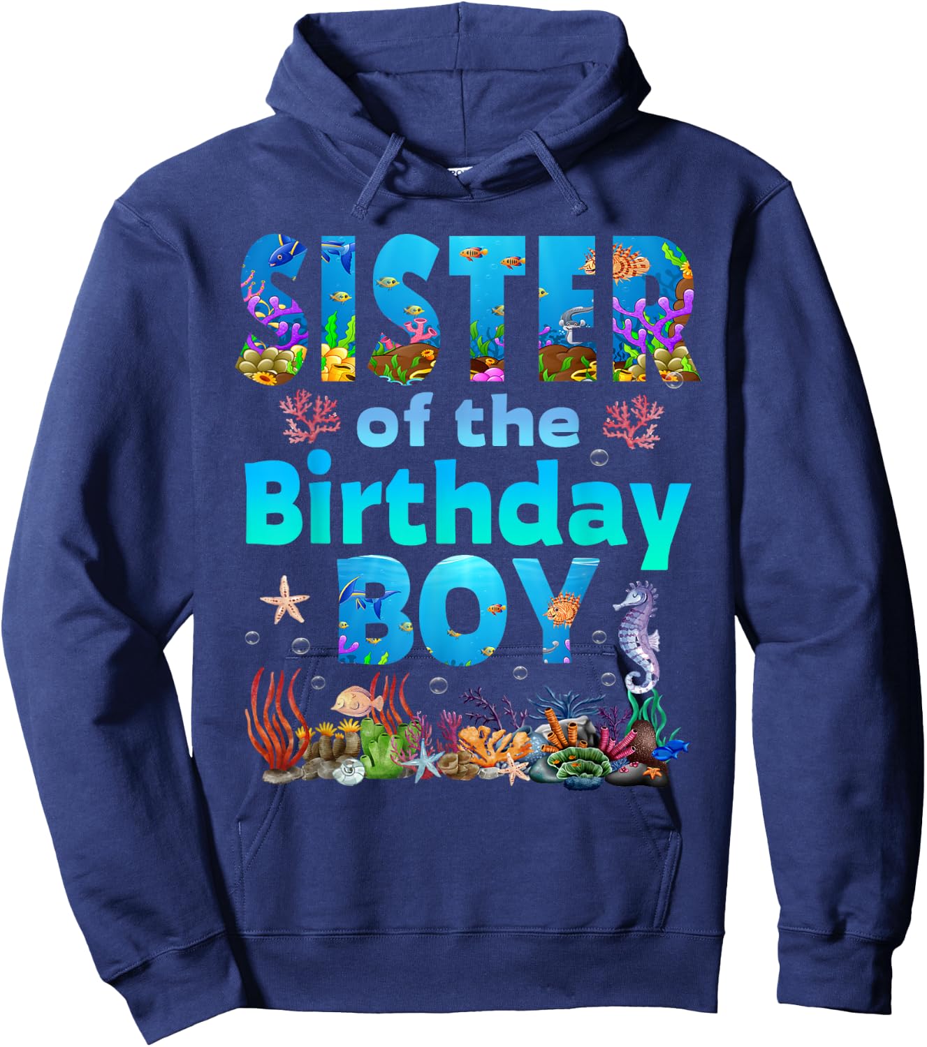 Sister Of The Birthday Boy Sea Fish Ocean Animals Aquarium Hoodie - Hoodie | Navy