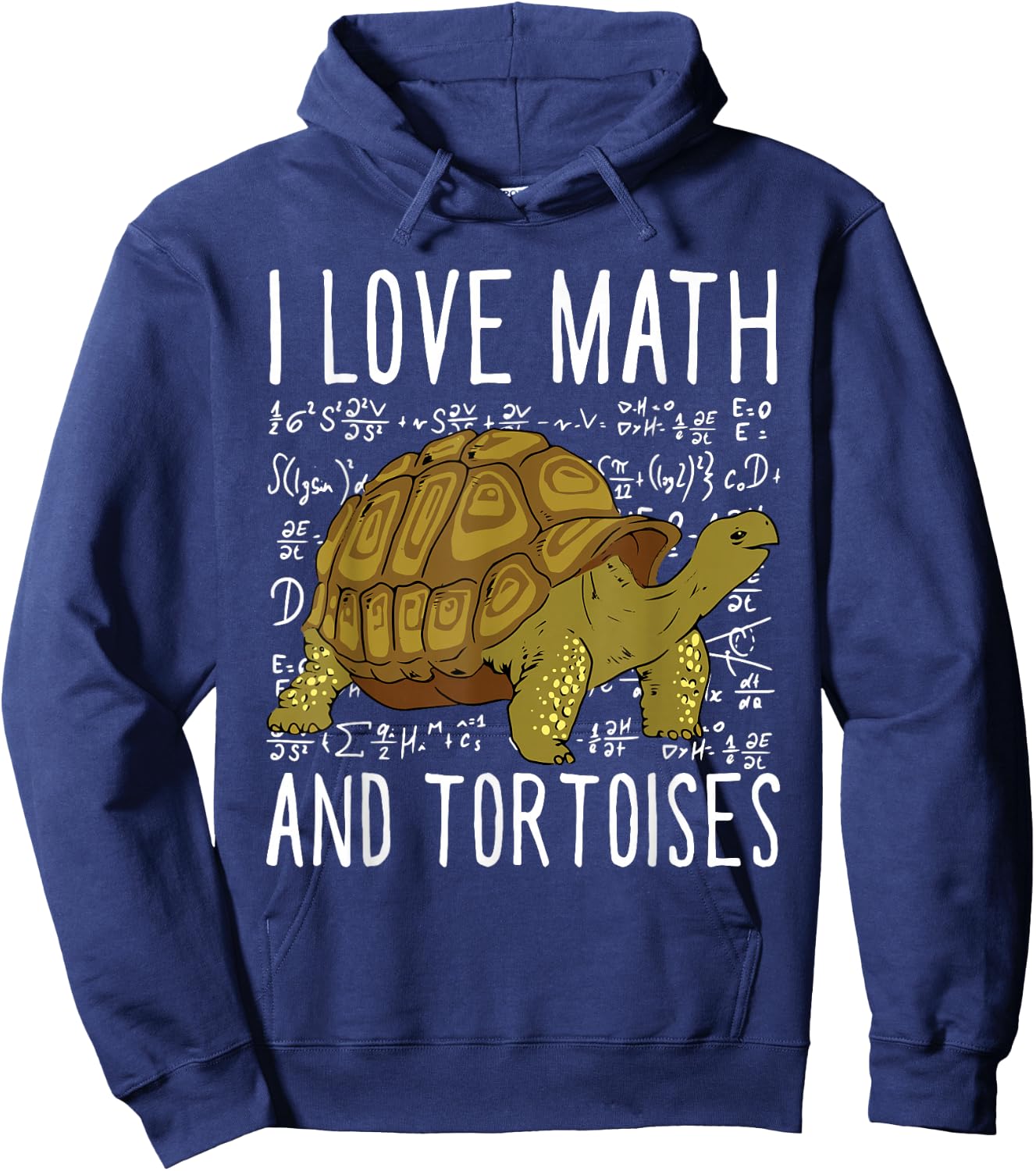 I Love Math And Tortoises Funny Kids School Turtle Hoodie - Hoodie | Navy