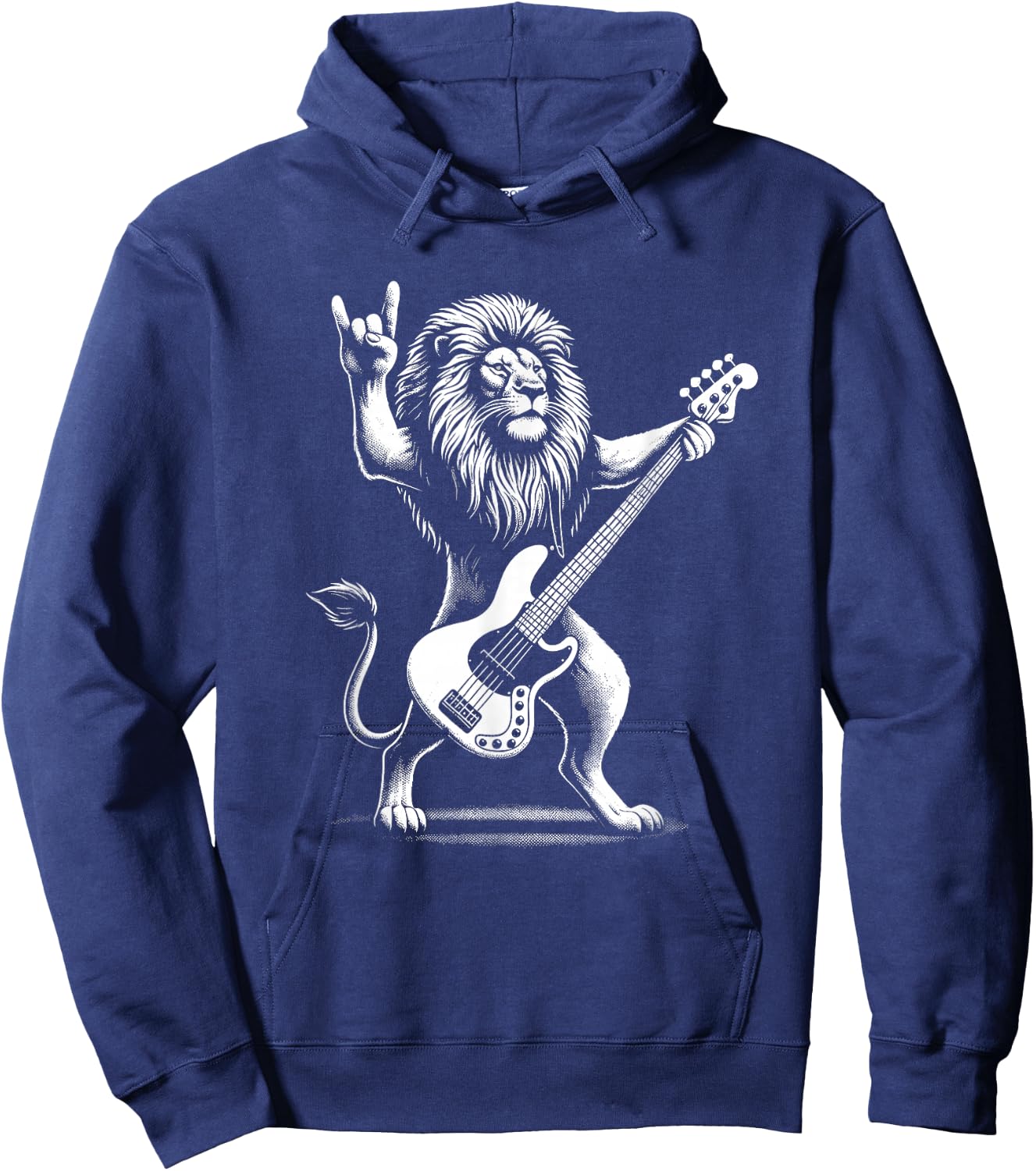Rock n Roll Lion Playing Guitar Funny Lion Hoodie - Hoodie | Navy