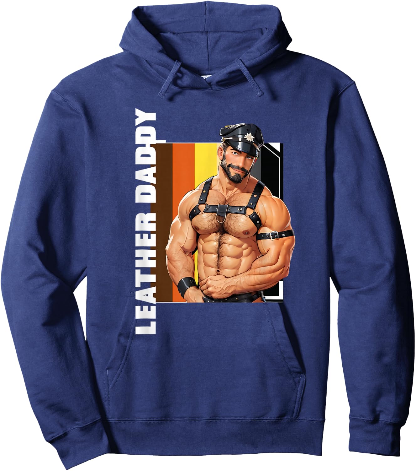 Retro Gay Daddy Leather Gay Biker - Bear Bearded Gay Pride Hoodie - Hoodie | Navy