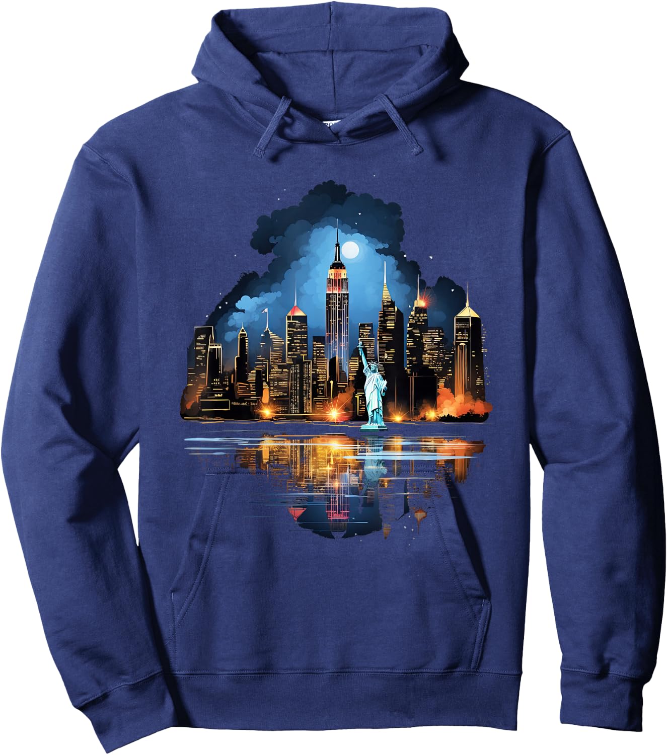 New York City Downtown Skyline Statue of Liberty NYC Hoodie - Hoodie | Navy
