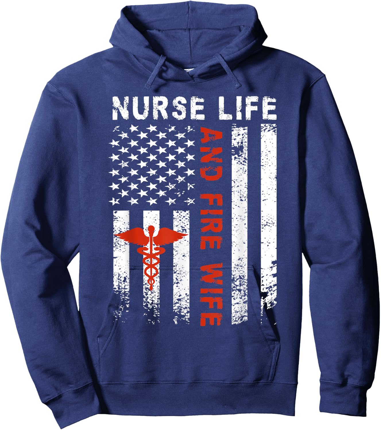 Fire Wife Nurse Life Firefighter Wife Nurse Hoodie - Hoodie | Navy