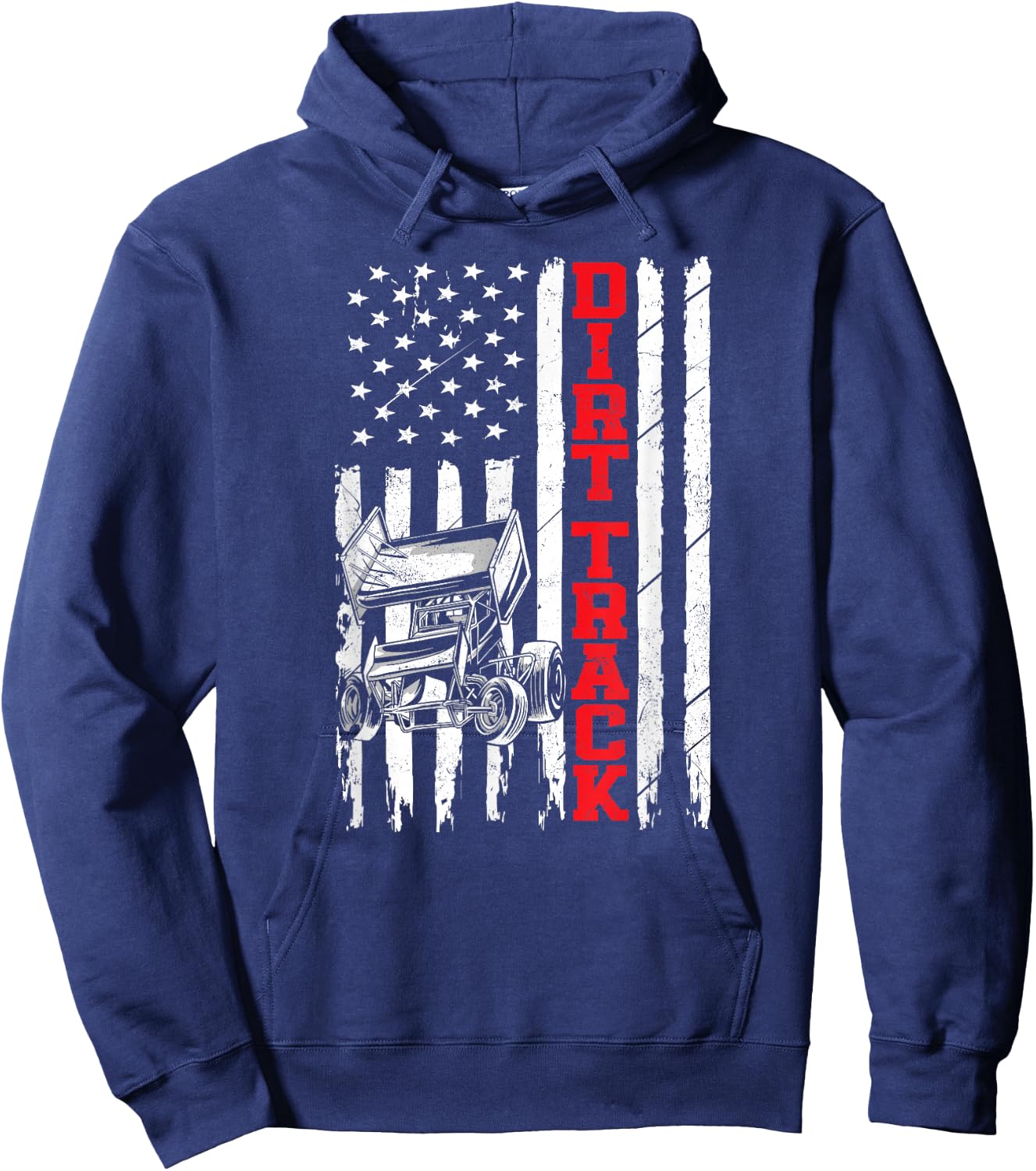 Dirt Track Racing Sprint Car Vintage Usa American Flag Dirt Hoodie - Hoodie | Navy