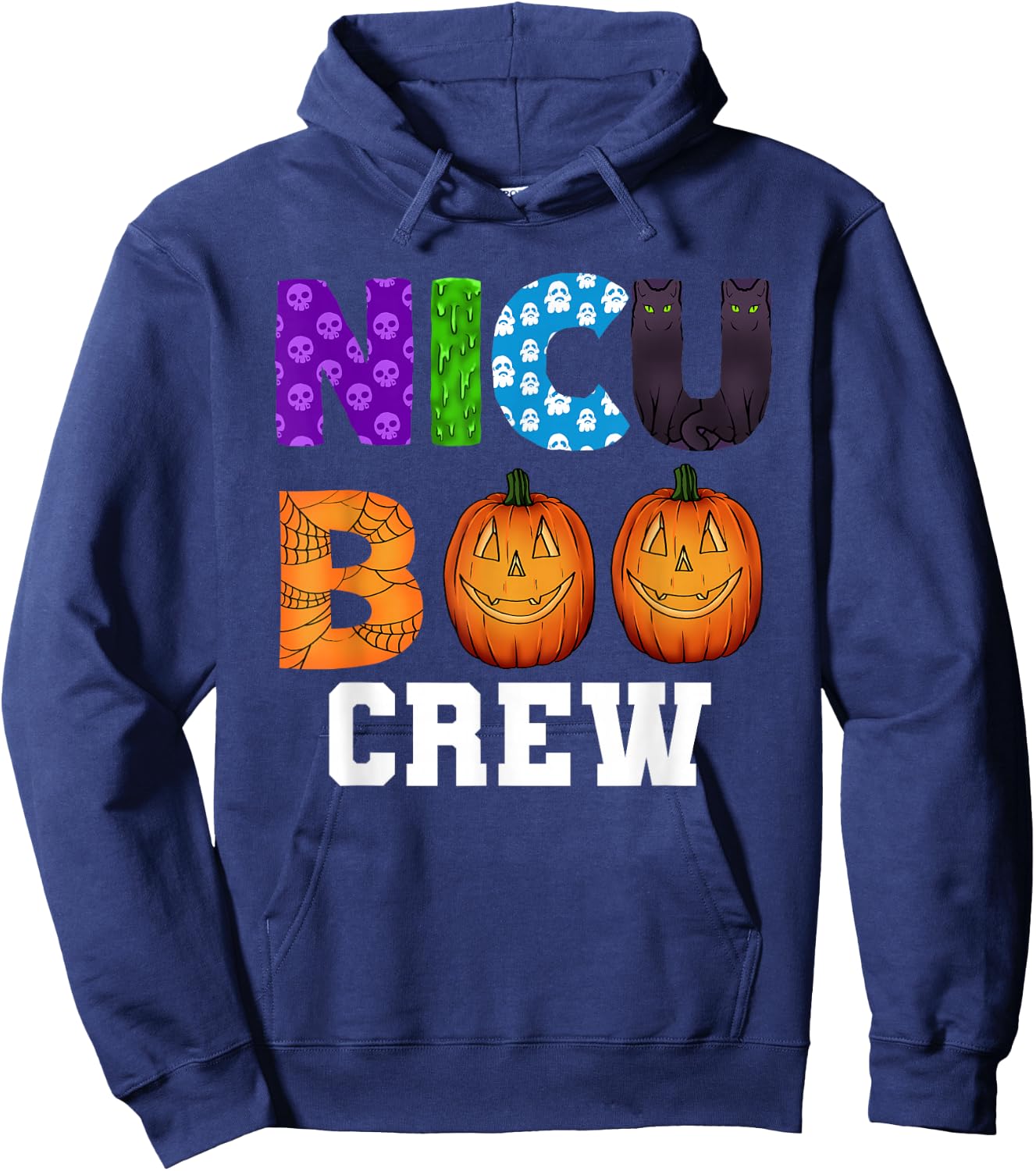 NICU Boo Crew Scary Halloween Neonatal Nurses Hoodie - Hoodie | Navy