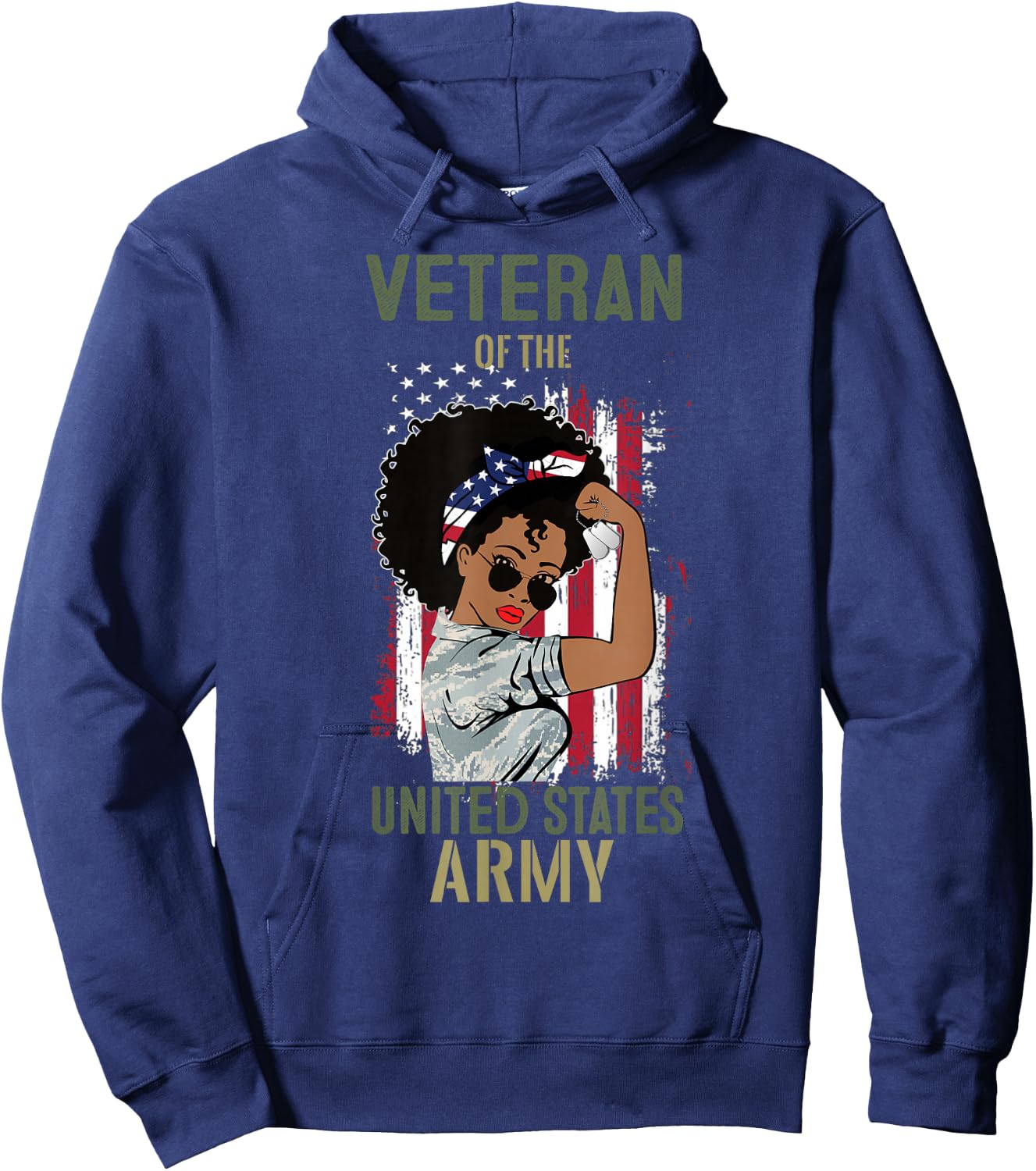 African American Army Veteran Female Shirt, Melanin US Army Hoodie - Hoodie | Navy