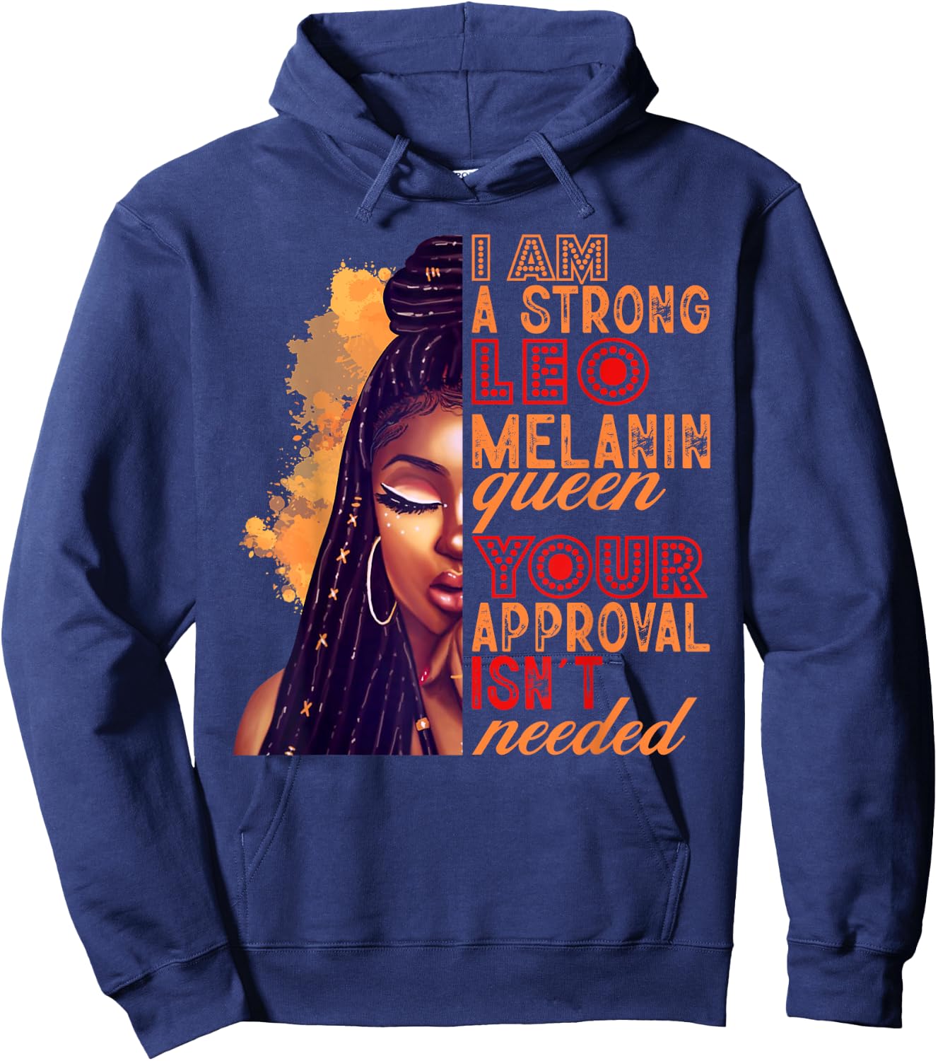 I am A Strong Leo Melanin Queen Zodiac Black Women Hoodie - Hoodie | Navy
