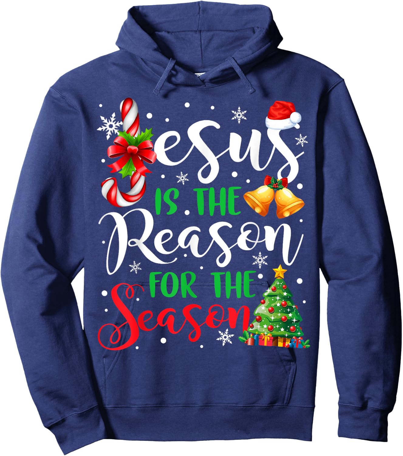 Jesus Is The Reason For The Season Christmas Xmas Christian Hoodie - Hoodie | Navy