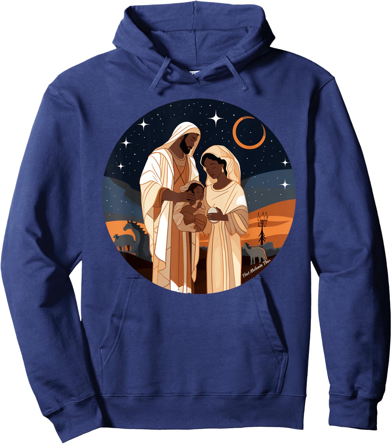 Jesus Is The Reason For The Season Afro Black Nativity Scene Hoodie - Hoodie | Navy