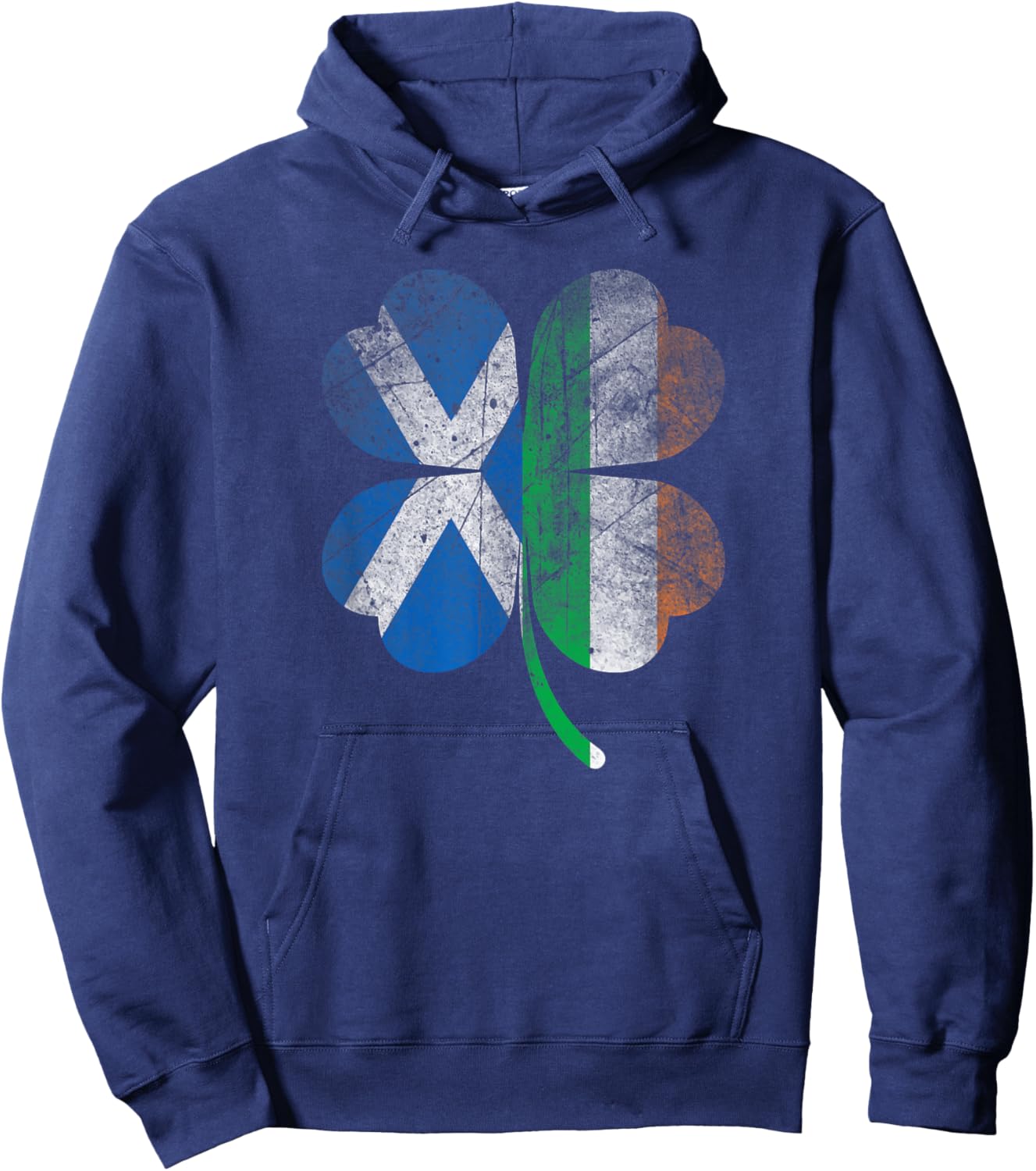 Irish Scottish flag Shamrock Ireland Saint Patricks Day Hoodie - Hoodie | Navy