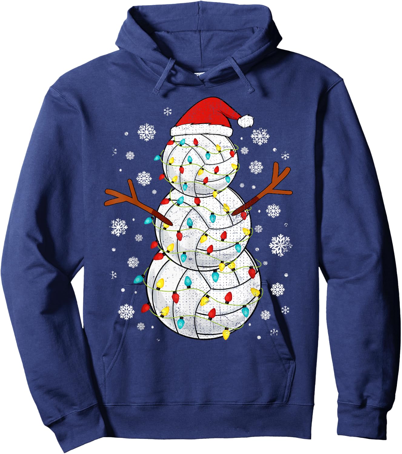 Volleyball Snowman Sports Christmas Hoodie - Hoodie | Navy