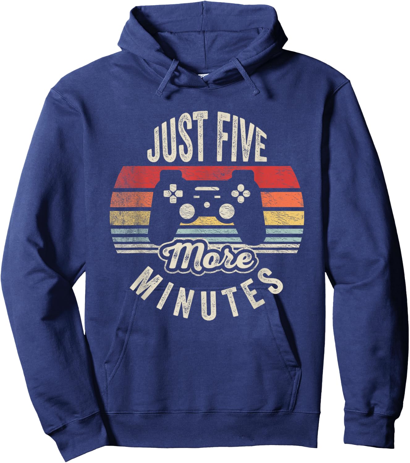 Retro Vintage Gamer Statement Just Five More Minutes Hoodie - Hoodie | Navy