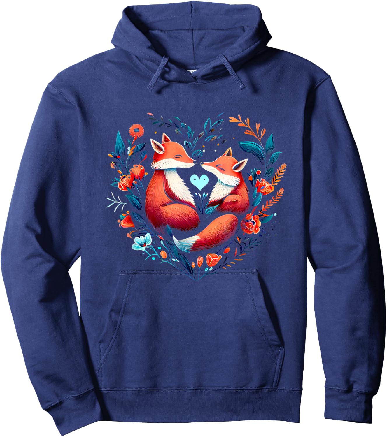 Heart-shaped Fox couple - Valentine's day Hoodie - Hoodie | Navy