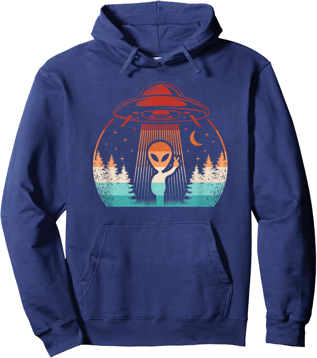 Funny Alien UFO Extraterrestrial Retro Space Men Boys Kids Hoodie - Hoodie | Navy
