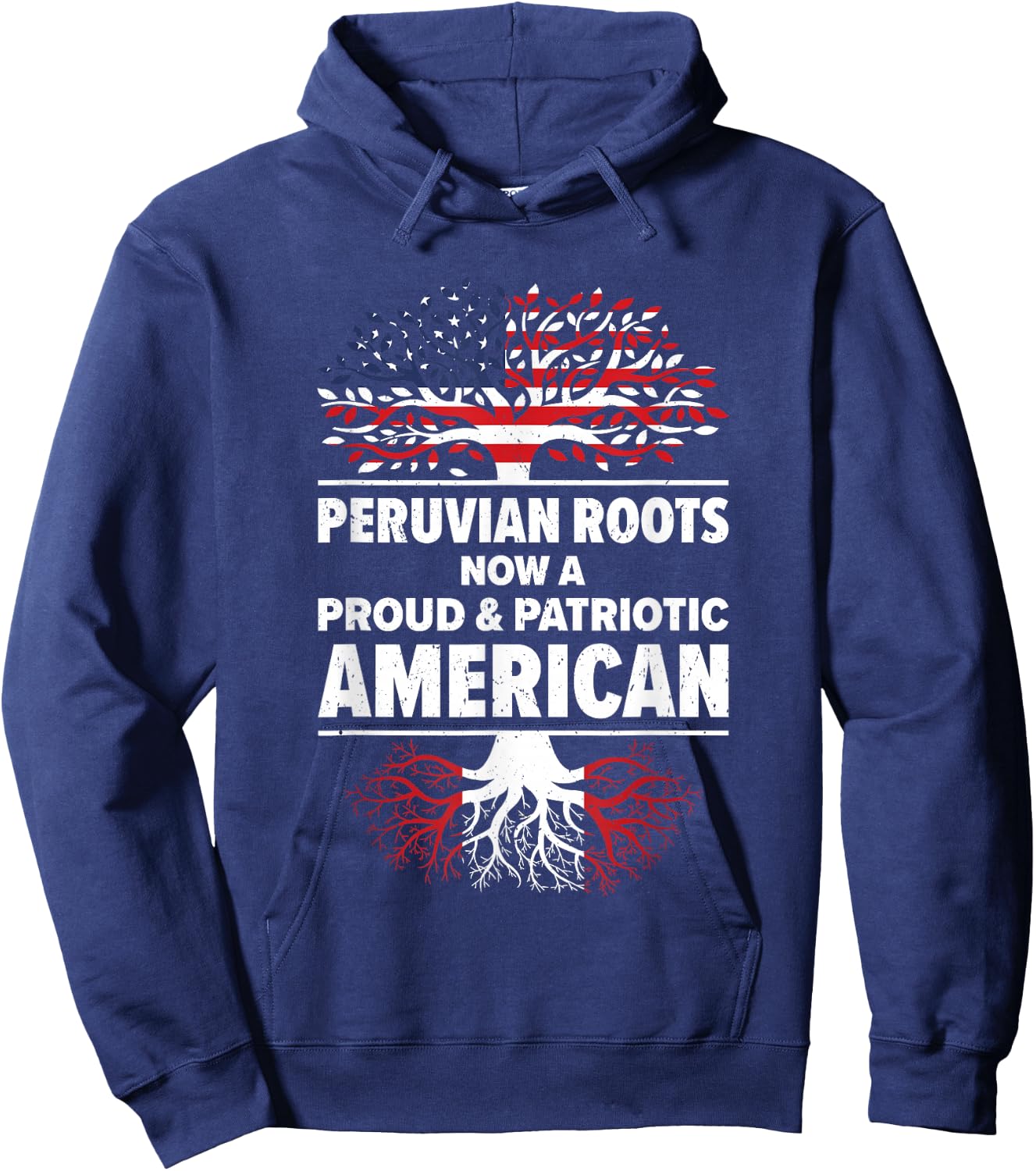 Peruvian American USA Patriot Grown Peru US Flag Hoodie - Hoodie | Navy