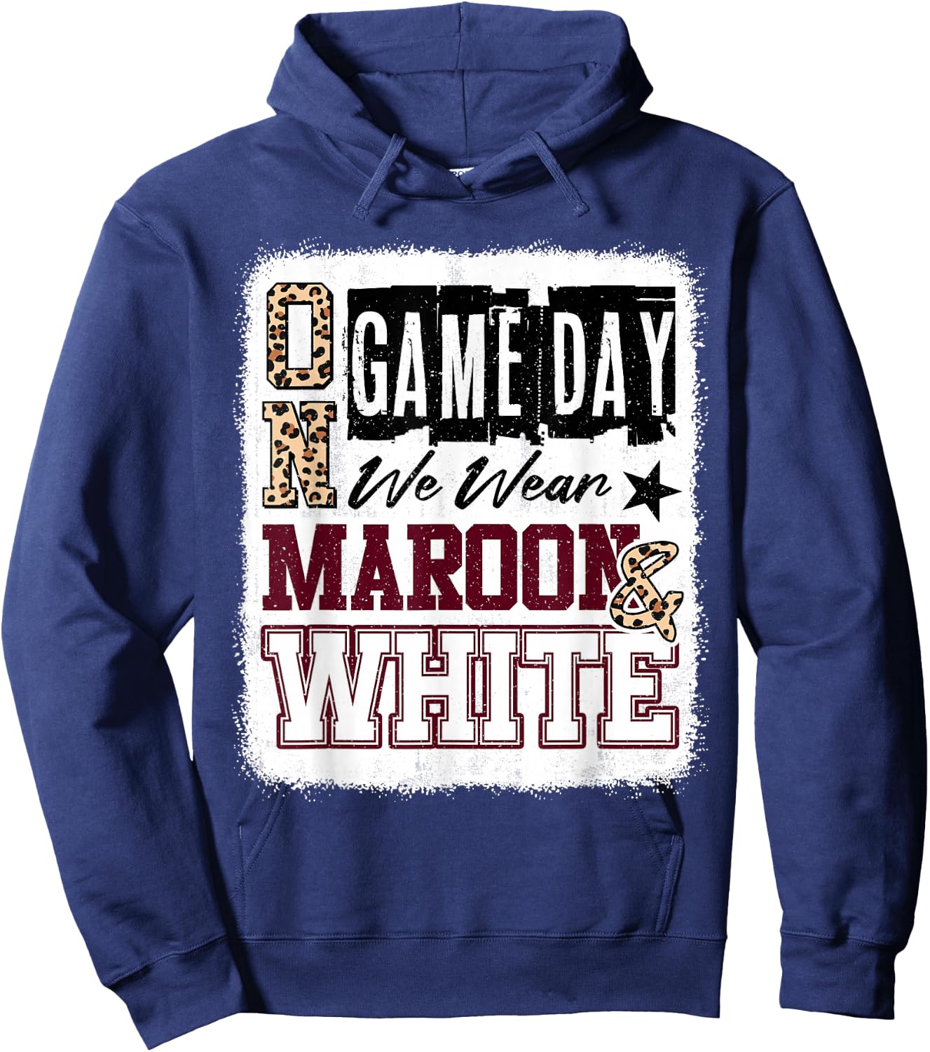 On Gameday Football We Wear Maroon And White School Spirit Hoodie - Hoodie | Navy