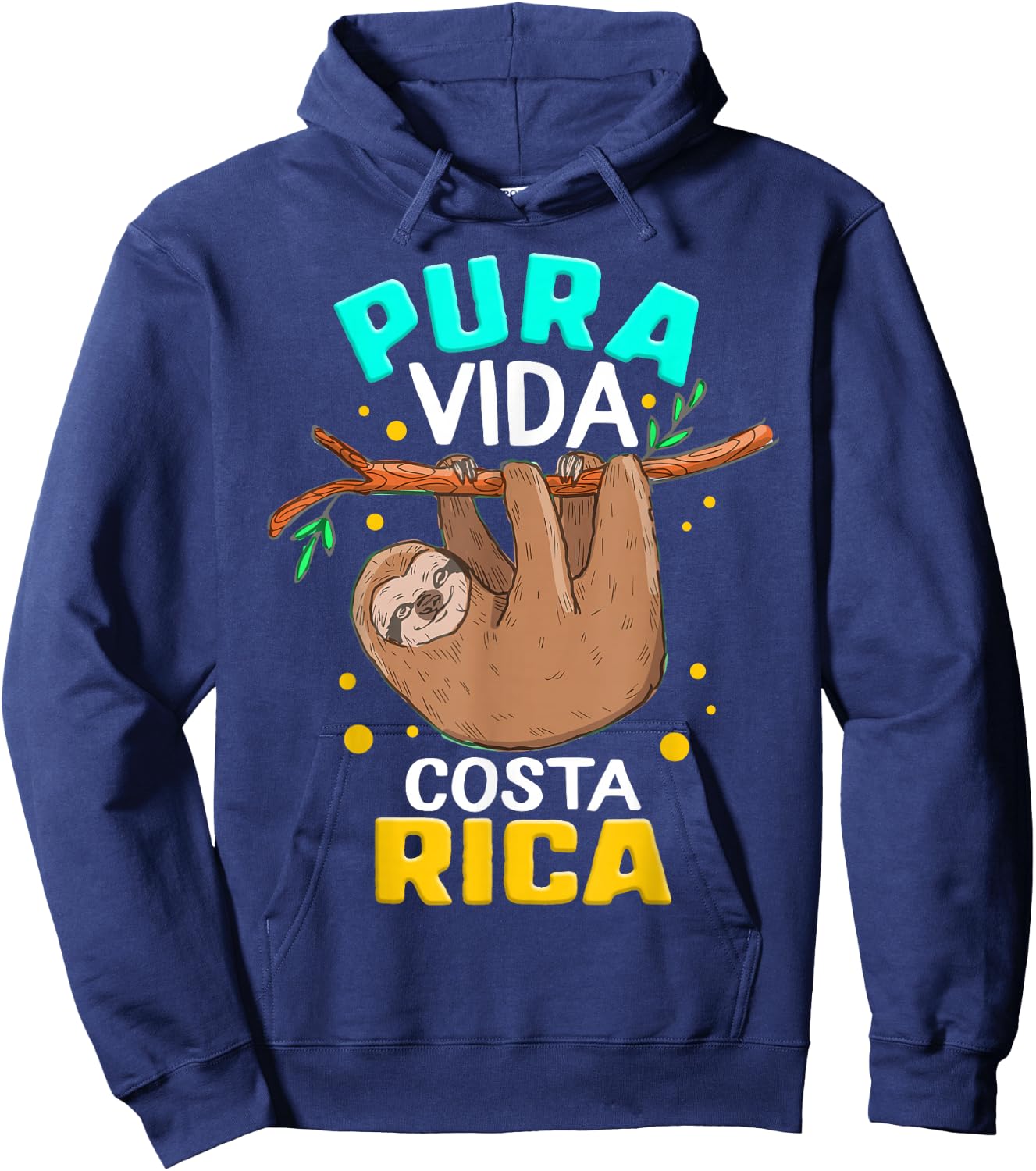 Pura Vida Costa Rica Sloth Sleepy Lazy Summer Vacation Lover Hoodie - Hoodie | Navy