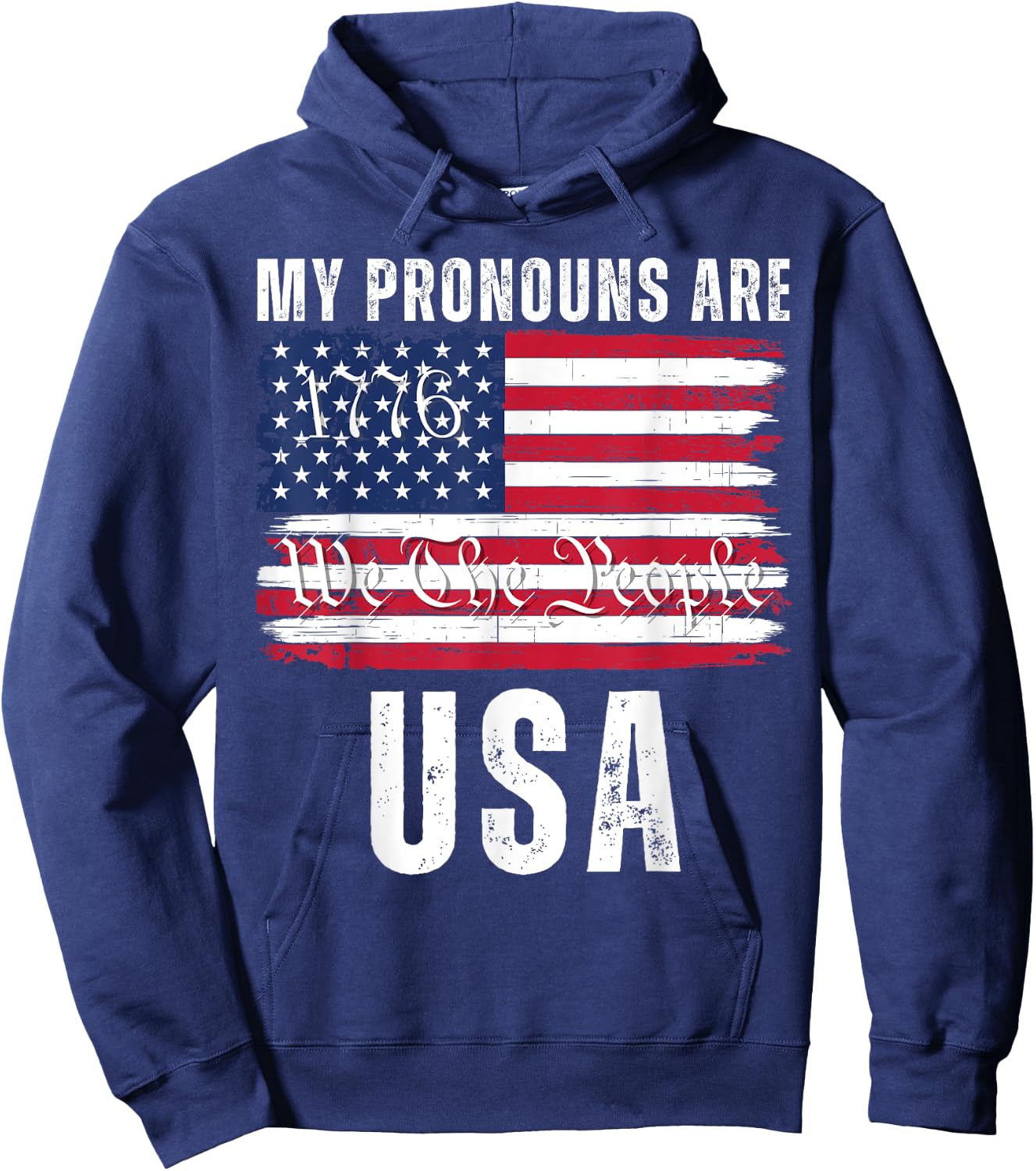 My Pronouns Are USA, We the People, 4th of July Men Women Hoodie - Hoodie | Navy