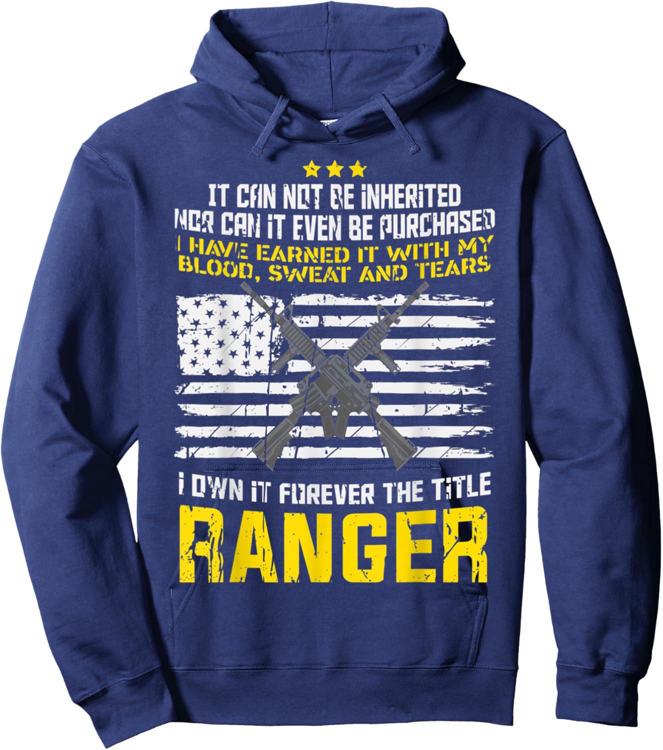 Own It Forever The Title Army Ranger US Veteran Flag USA Hoodie - Hoodie | Navy