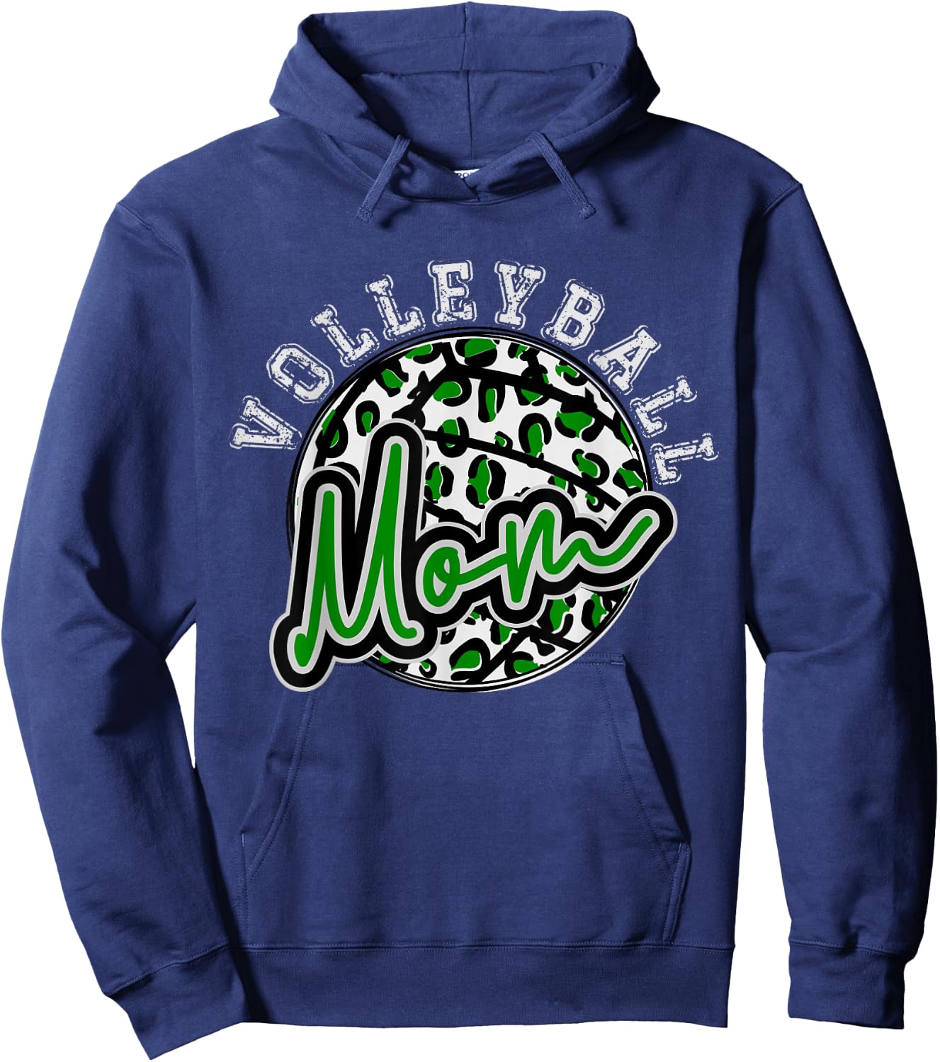 Leopard Cheetah Volleyball green Mom Shirt Trendy Hoodie - Hoodie | Navy