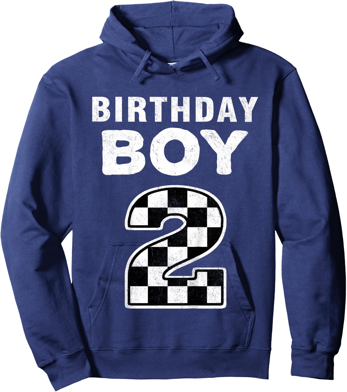 Kids Birthday Boy 2 Two Race Car 2nd Birthday Racing Car Driver Hoodie - Hoodie | Navy